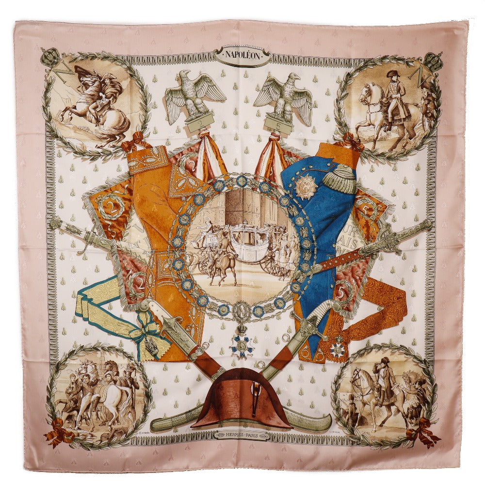 HERMES scarf silk pink NAPOLEON Napoleon Carre90 Women d
