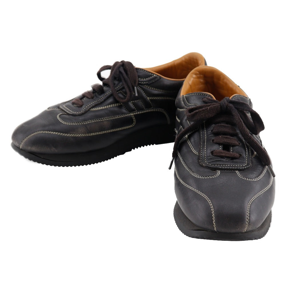 HERMES sneakers leather black quick mens 41 d