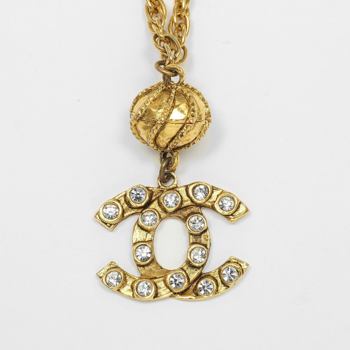 CHANEL Necklace Plated Gold, Rhinestones gold COCO Mark