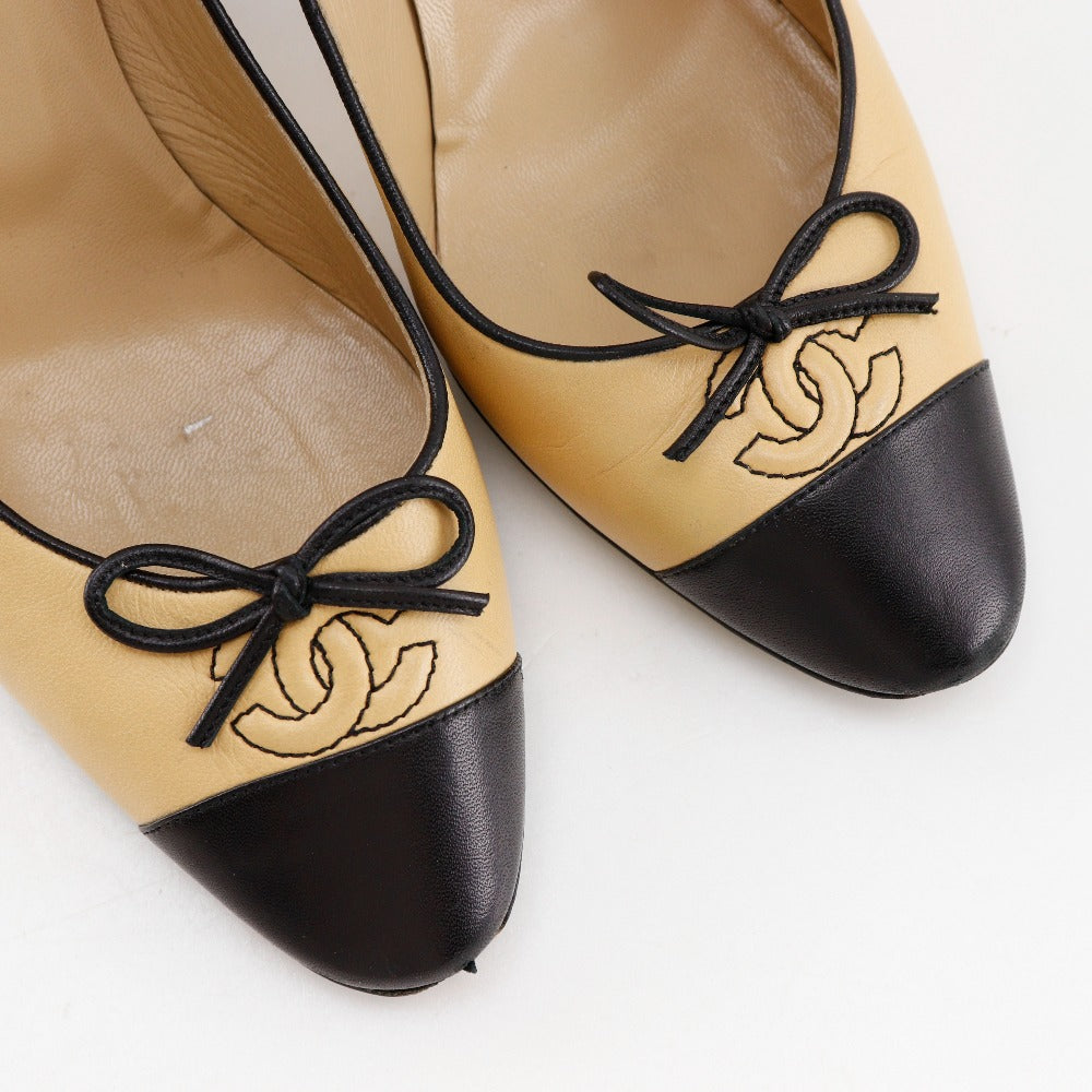 Chanel Coco Mark Ribbon Leather Pumps
