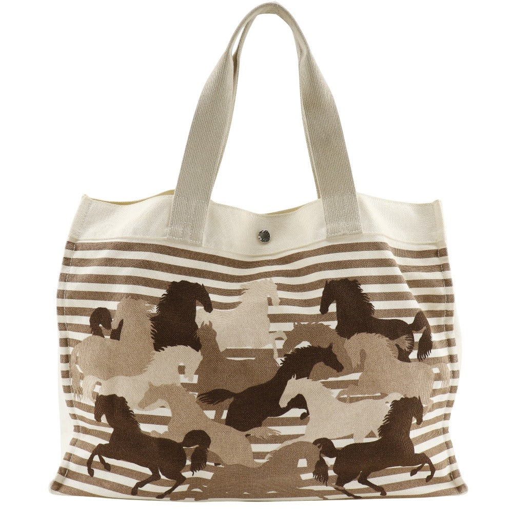 HERMES Tote Bag canvas Brown/Off White Chevault Women(Unisex) d