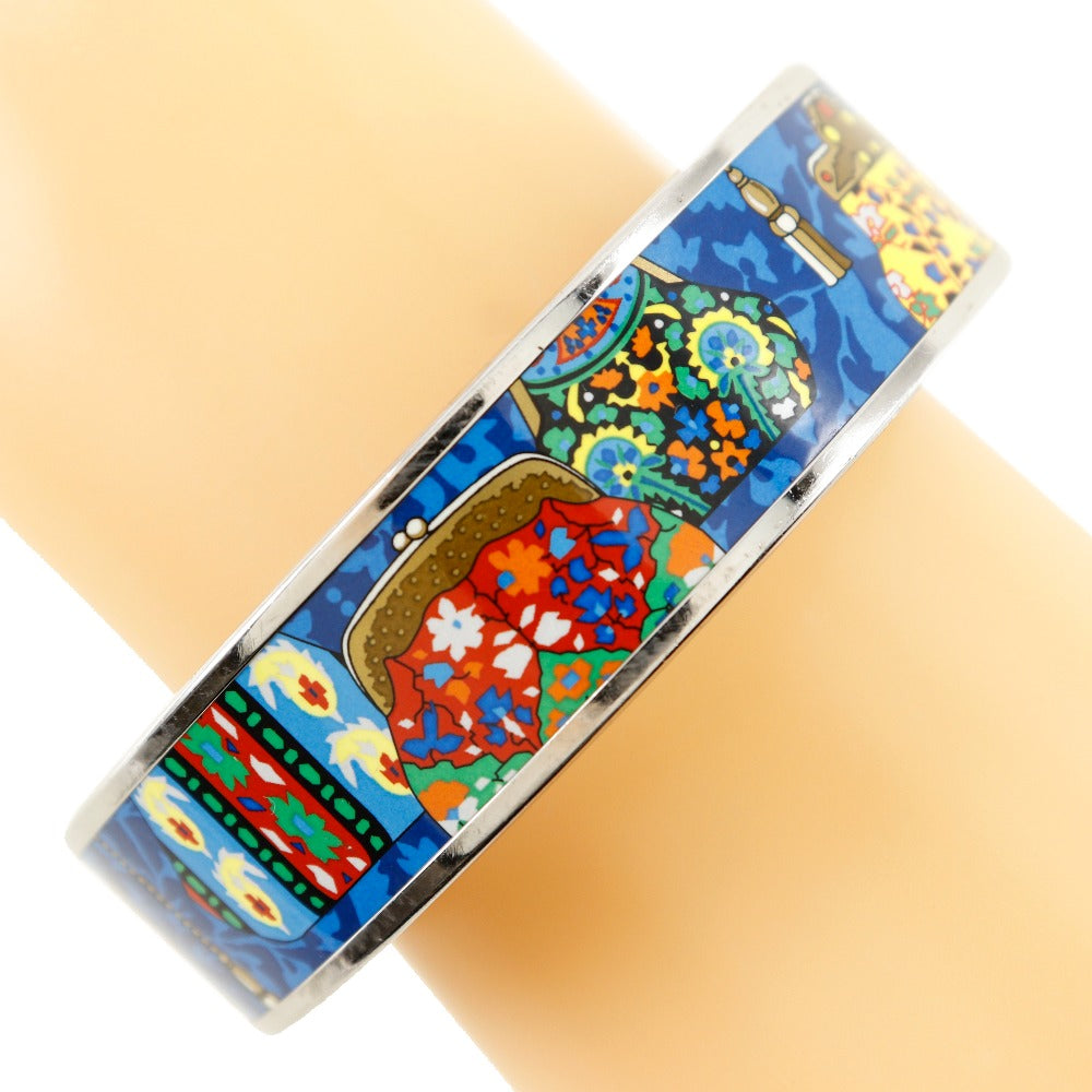 HERMES Bangle metallic Silver / blue cloisonne Emilel GM Women d