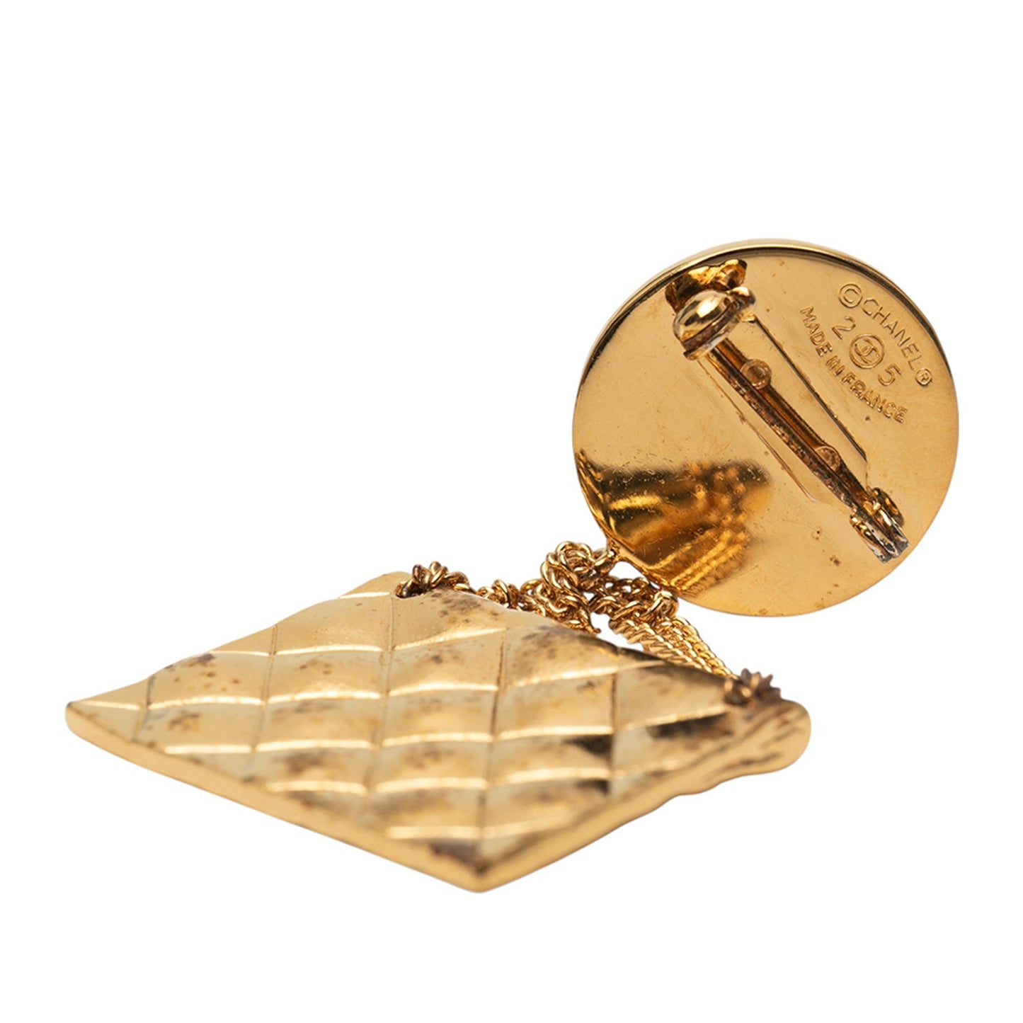 Gold Chanel Gold Plated CC Medallion Handbag Brooch