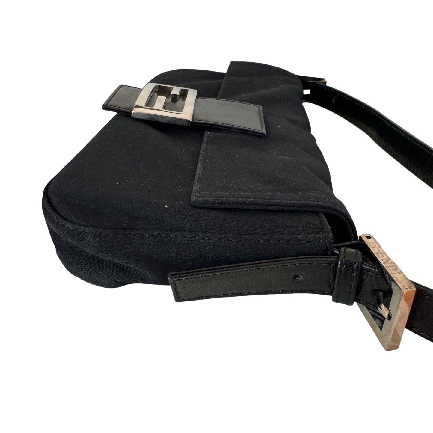 FENDI Baguette Black Cloth Silver Hardware