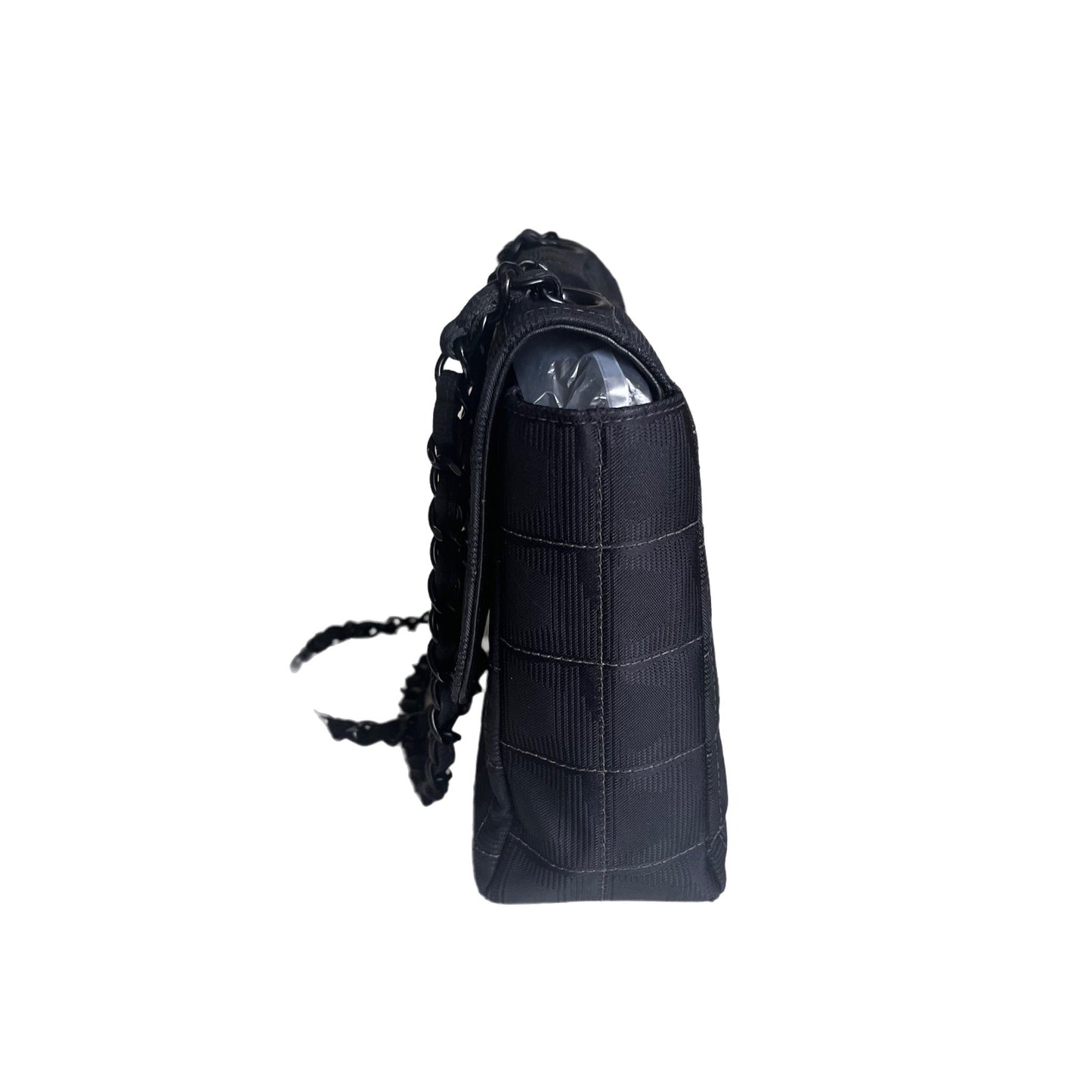 Chanel So Black Canvas Classic Flap 2002 Ice Cube Chocolate Bar Shoulder Bag Black Hardware