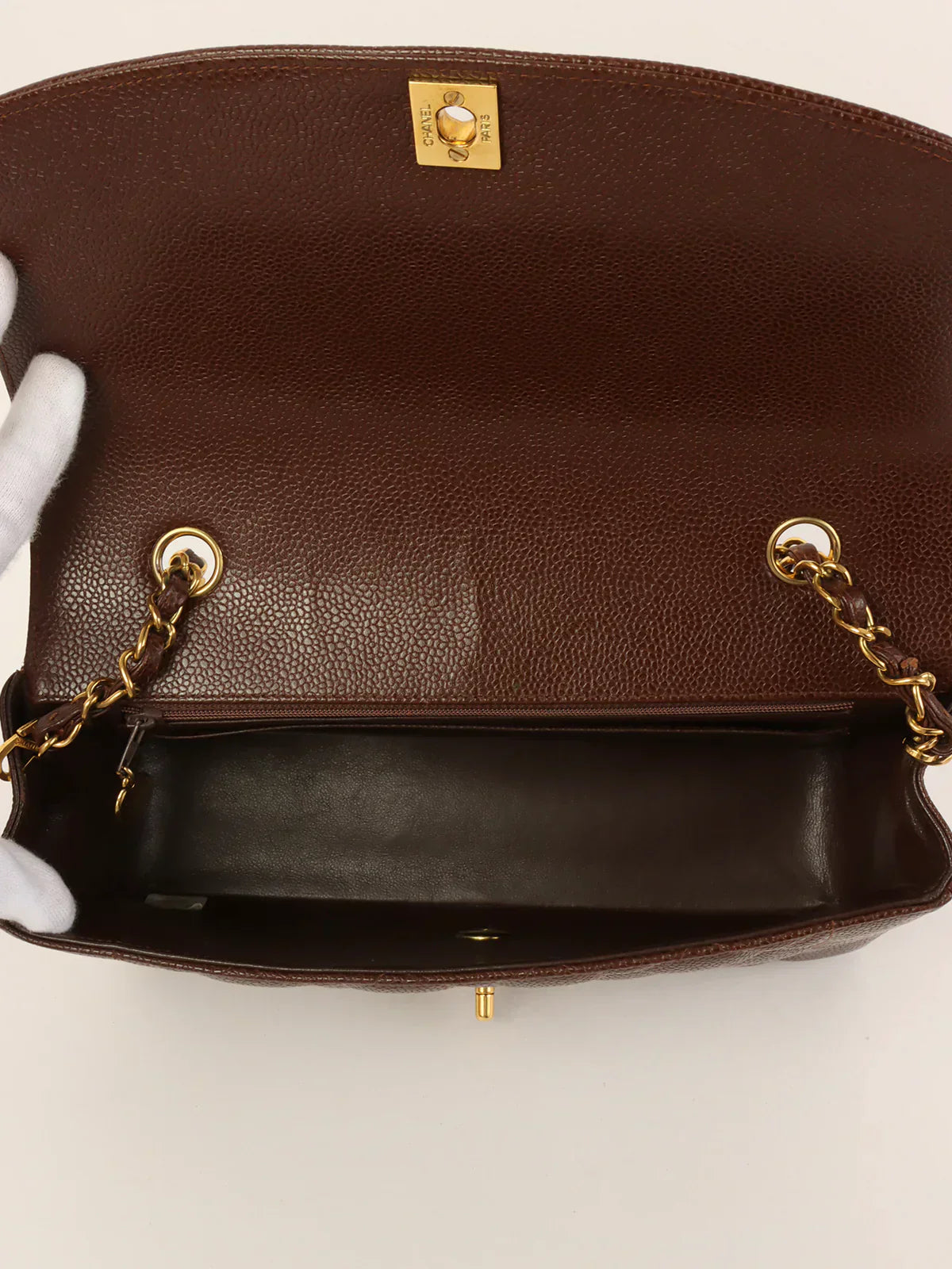 CHANEL Around 1995 Made Caviar Skin Diana Flap Chain Bag 25Cm Brown