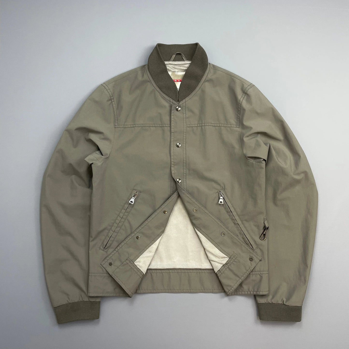 Prada Sport Grey Brown 00s Goretex Lightweight Button-Through Bomber Jacket
