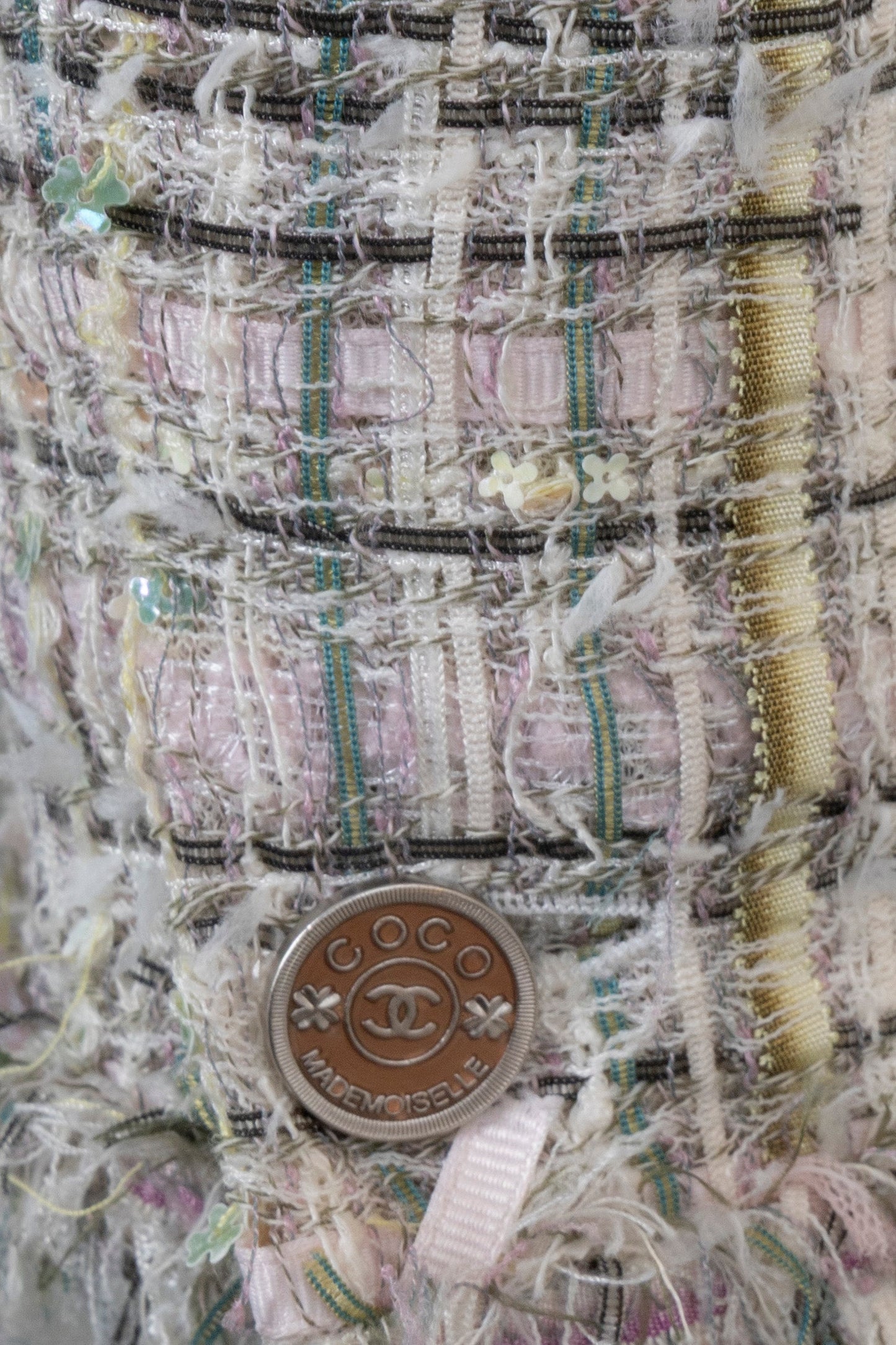 CHANEL 2005 Fantasy Tweed Jacket Grey Pink