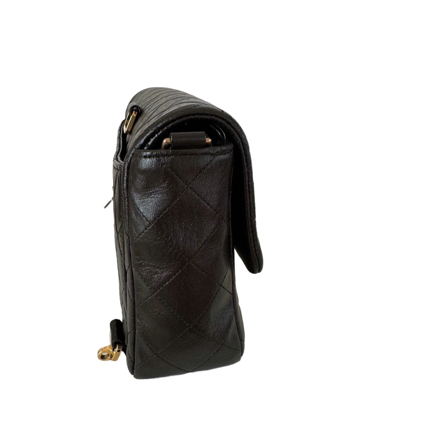 Chanel Chocolate Brown Lambskin Leather Shoulder Flap Blackpack Gold HW