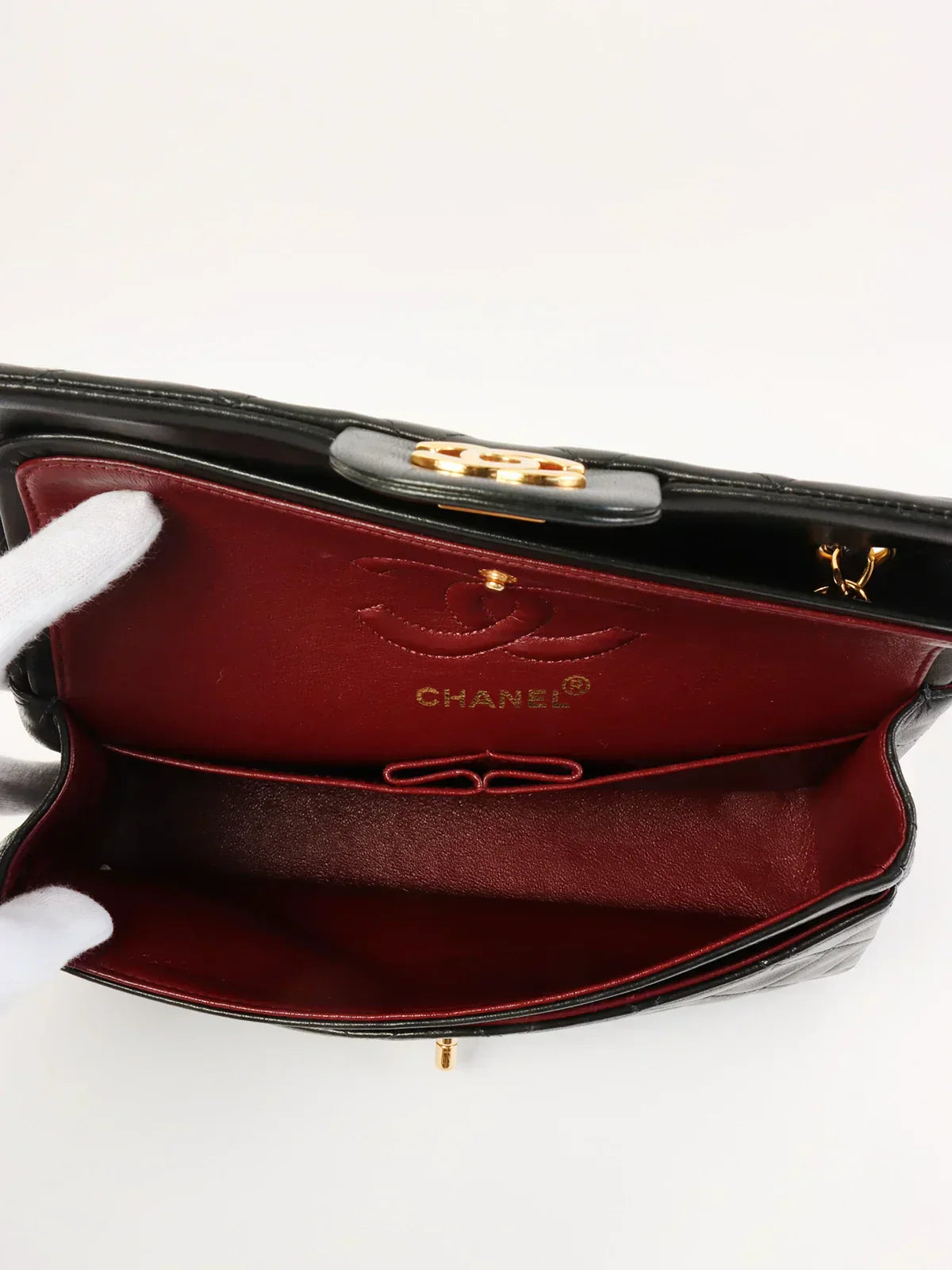 CHANEL Around 1997 Made Classic Flap Chain Bag 23Cm Black
