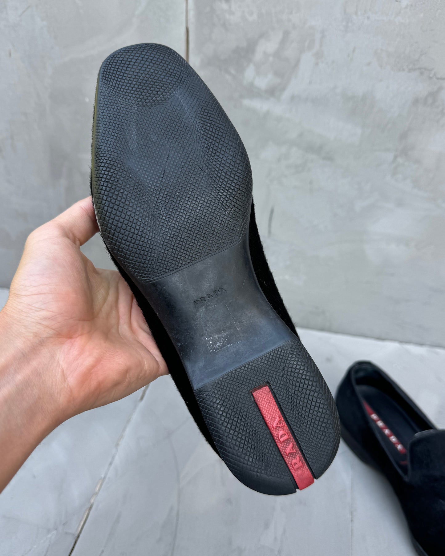 Prada Ponyhair Leather Slip-On Loafer - UK?5