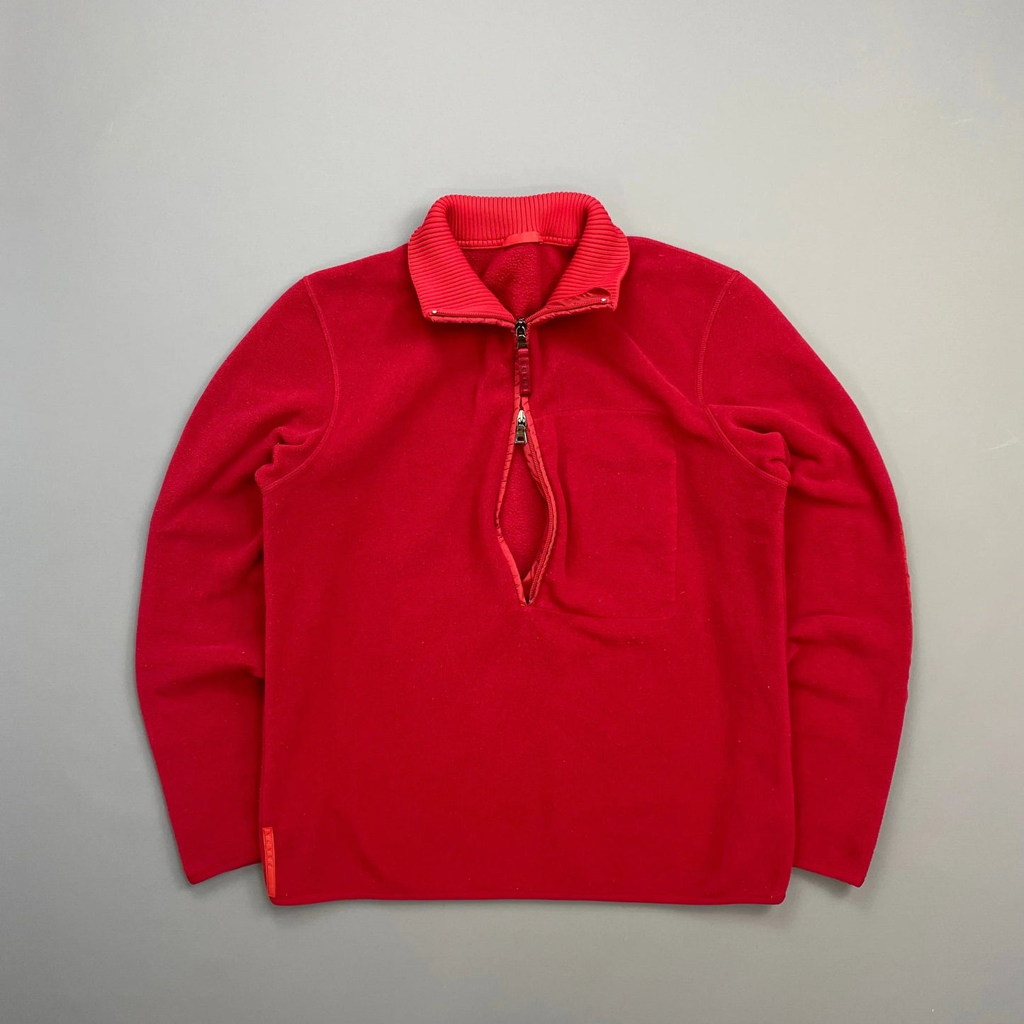 Prada Sport Red 2009 Nylon Elbow Dual-Zip Lightweight Fleece Jumper
