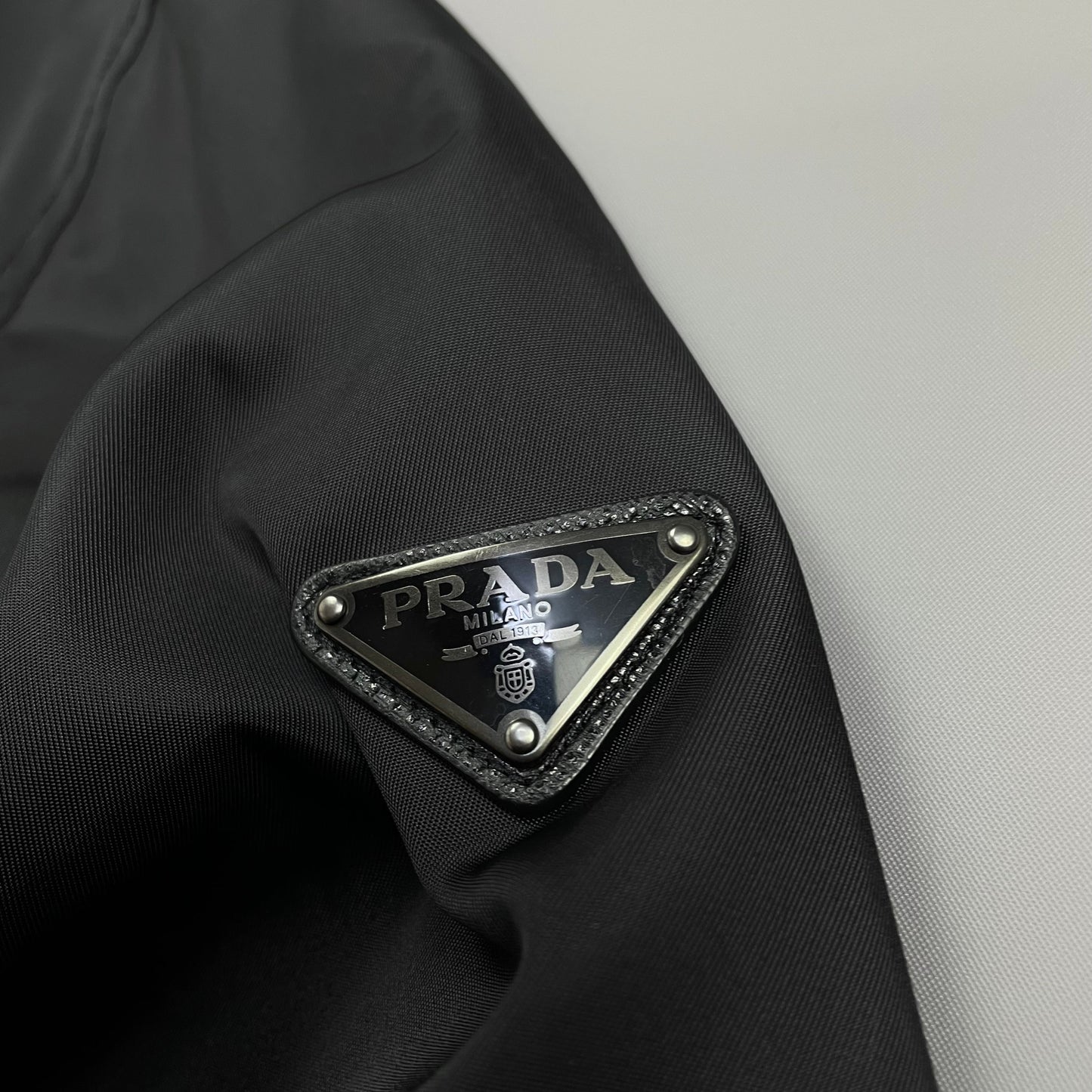 Prada Mainline 2015 Nylon & Wool Plaque Bomber Jacket