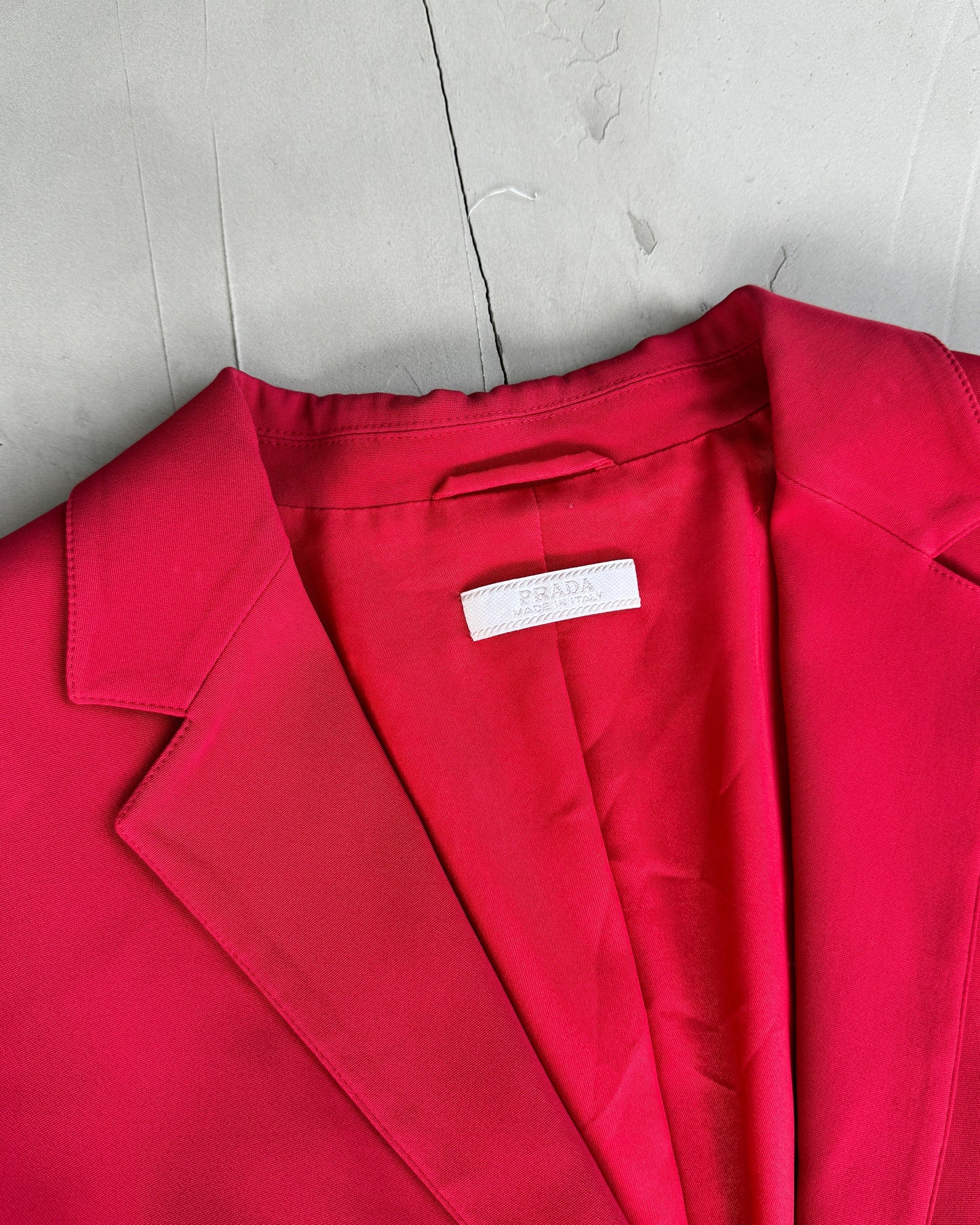 PRADA BLAZER & WRAP SKIRT 2-PIECE RED SUIT - M