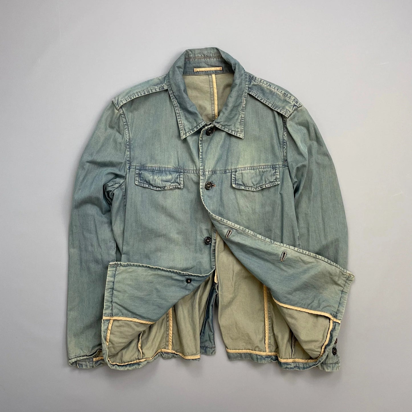 Prada Milano Blue Cotton Tailored Belt-Strap Chore Jacket