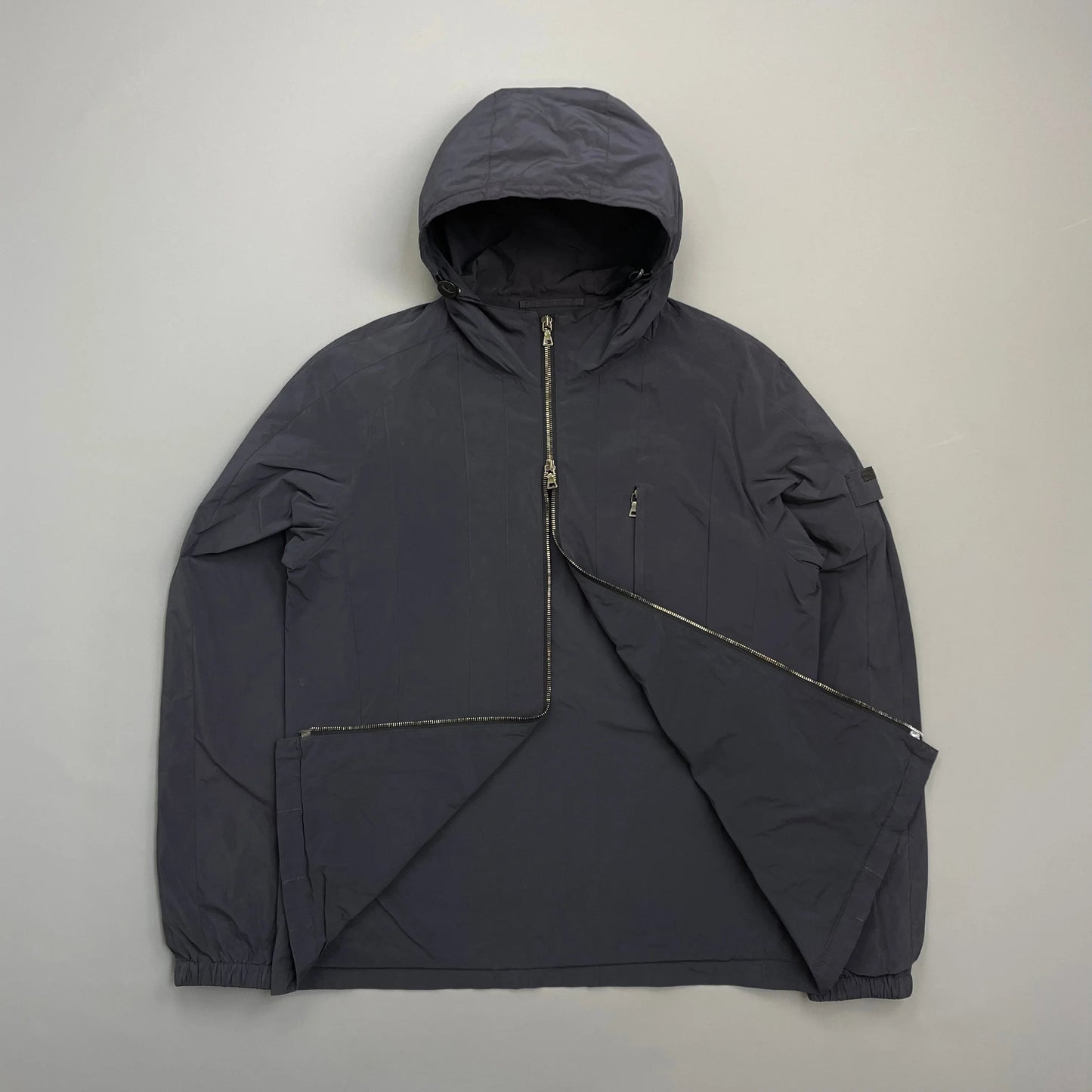 Prada Milano Blue 2007 Nylon Line Panel Windbreaker Jacket