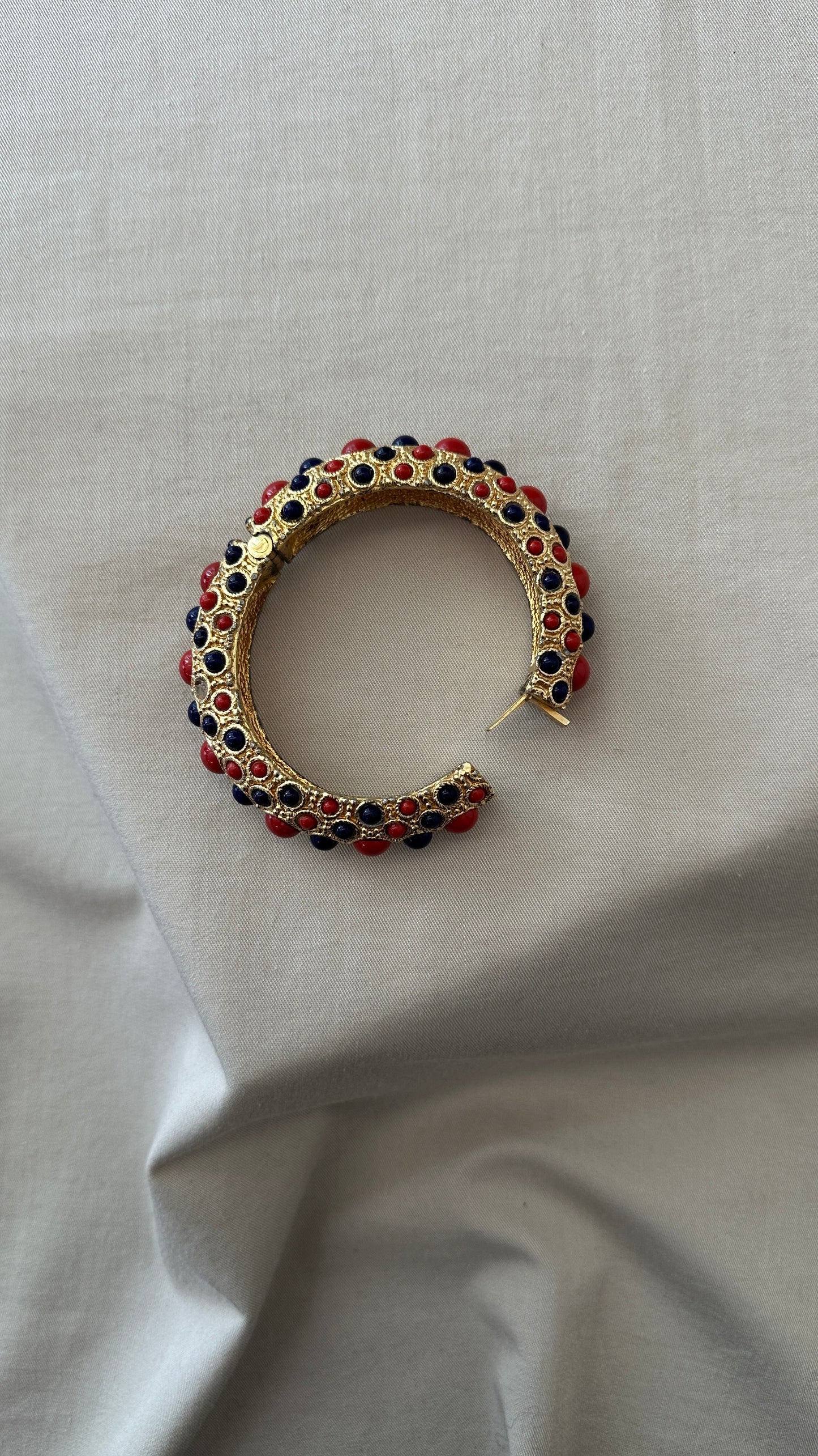 CHRISTIAN DIOR Cuff Gold Red Blue