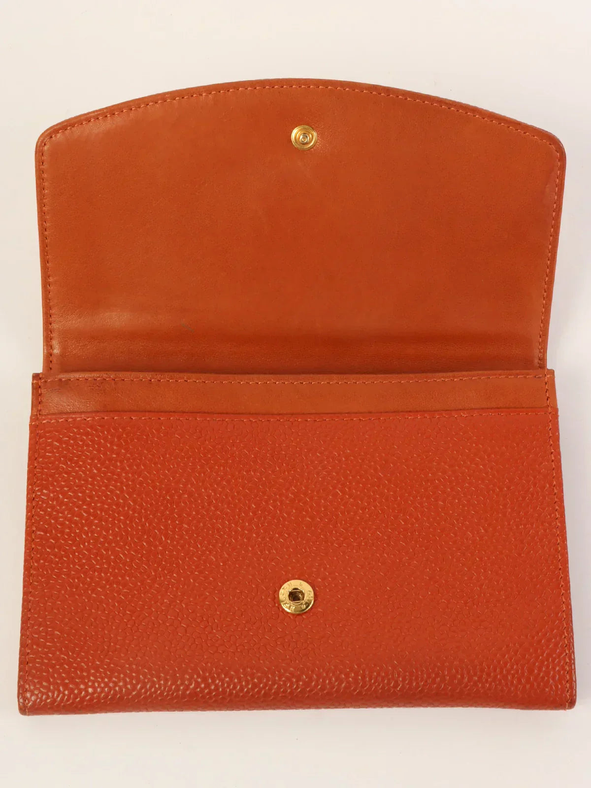 CHANEL Around 1998 Made Caviar Skin Cc Mark Stitch Wallet Orange