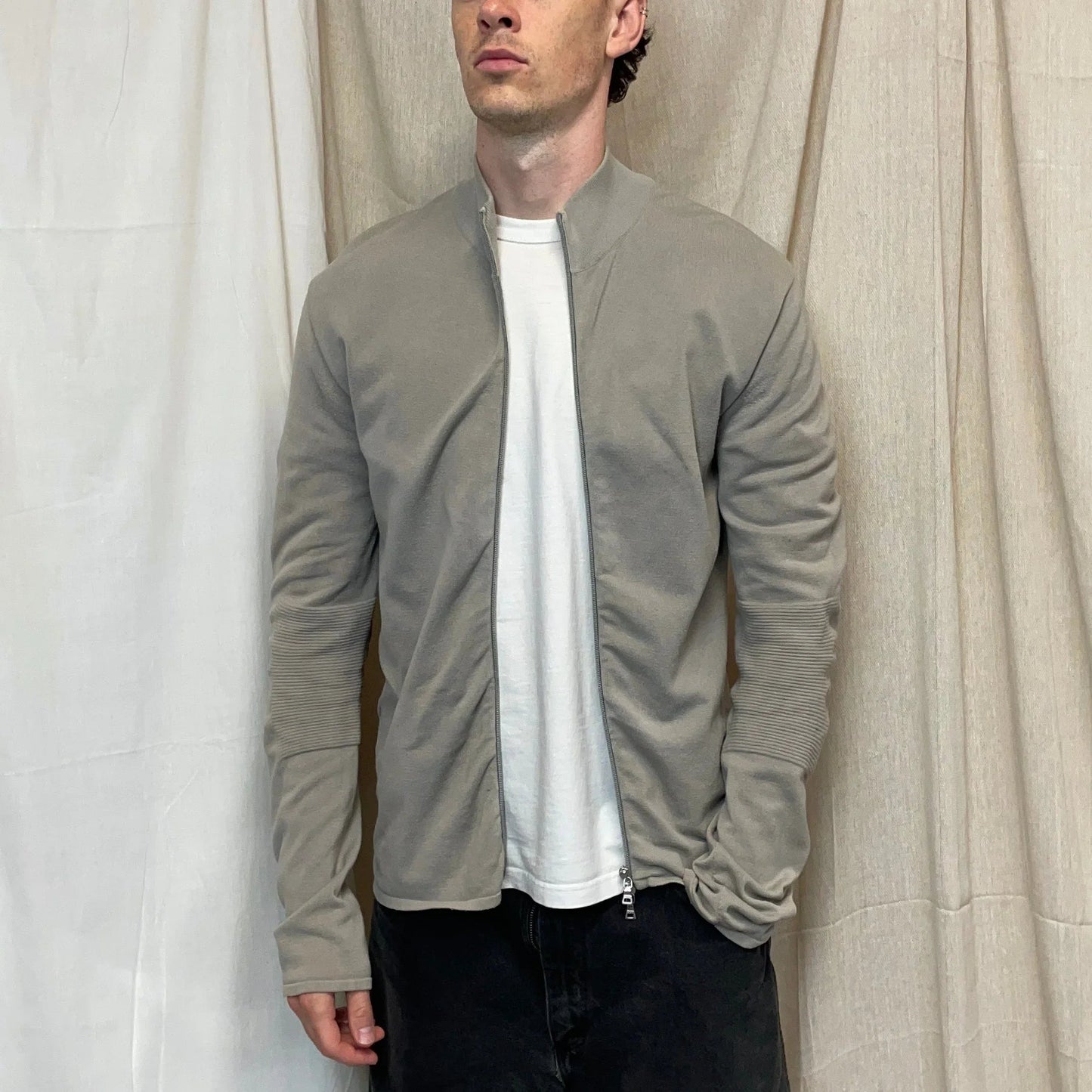 Prada Sport Grey 90s Cotton Knit Zip-Through Technical Cardigan Jumper
