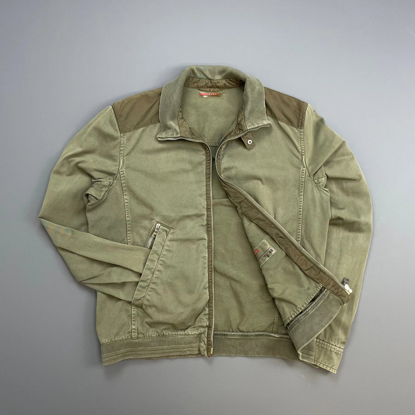 Prada Sport Khaki Green 00s Military Style Cotton Jacket