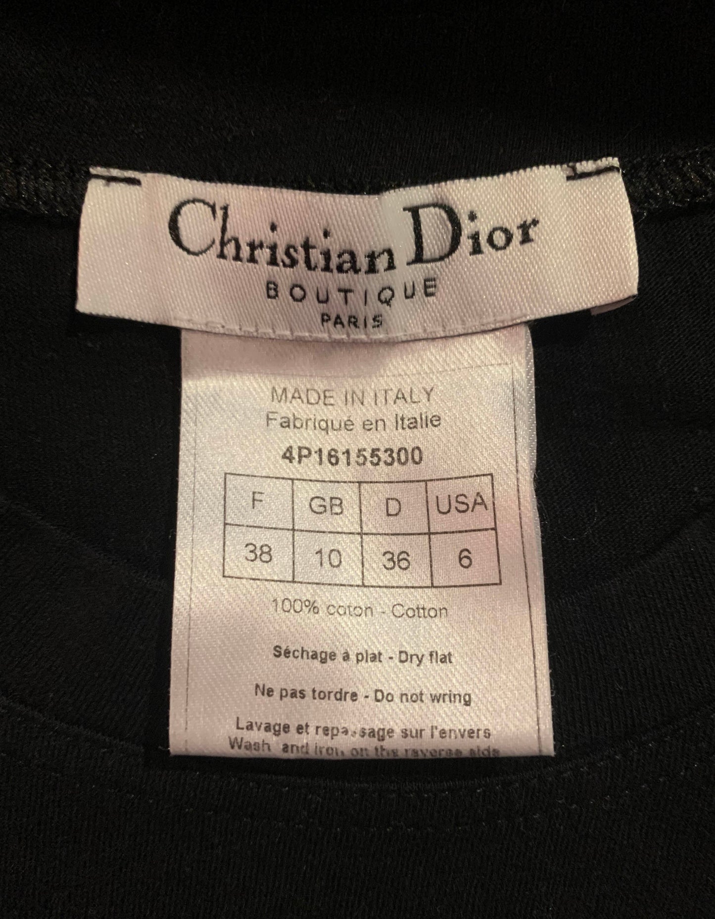 Christian Dior Black/White J'Adore Tank Top sz 6
