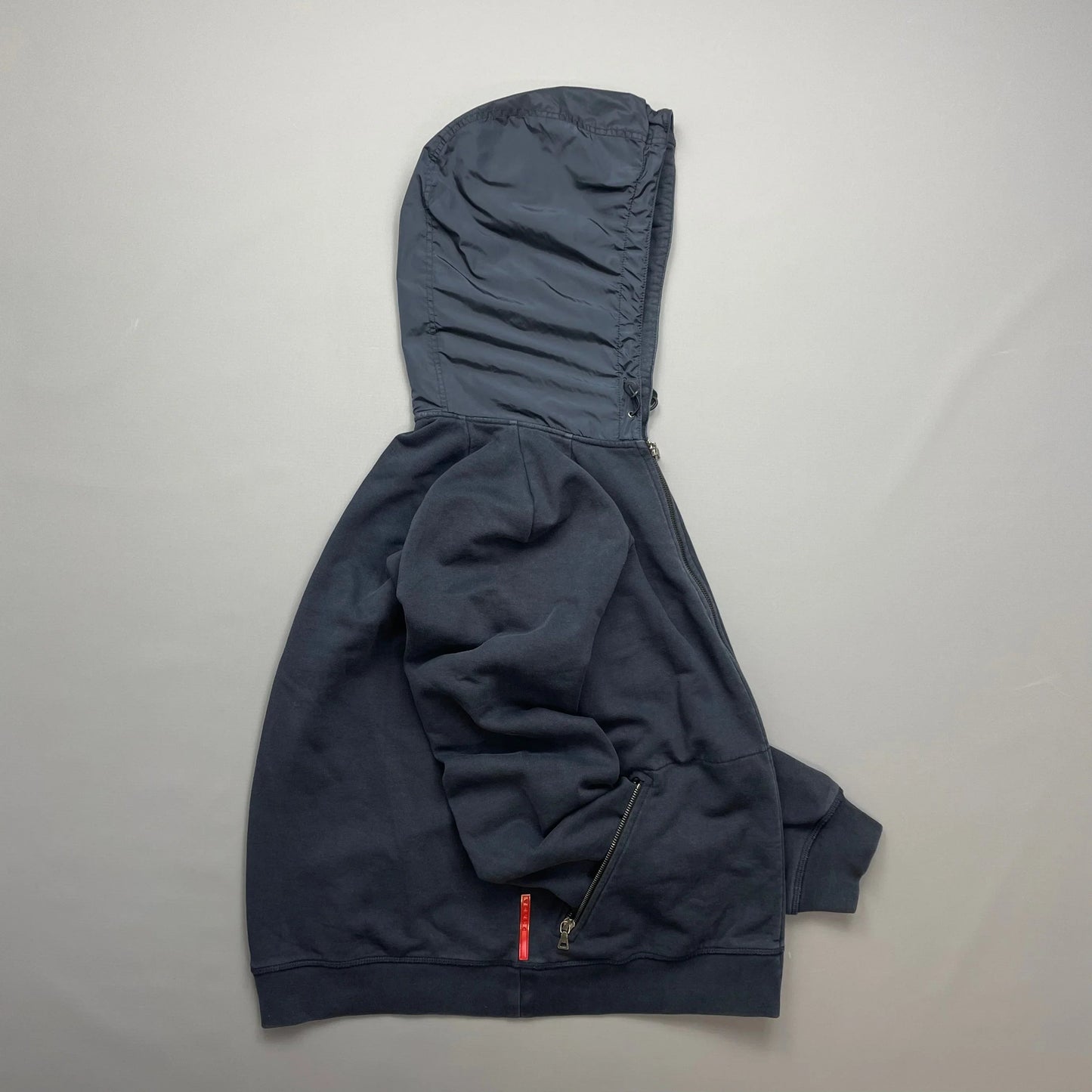 Prada Sport 2012 Red Tab Nylon Hood Zip-Through Hoodie