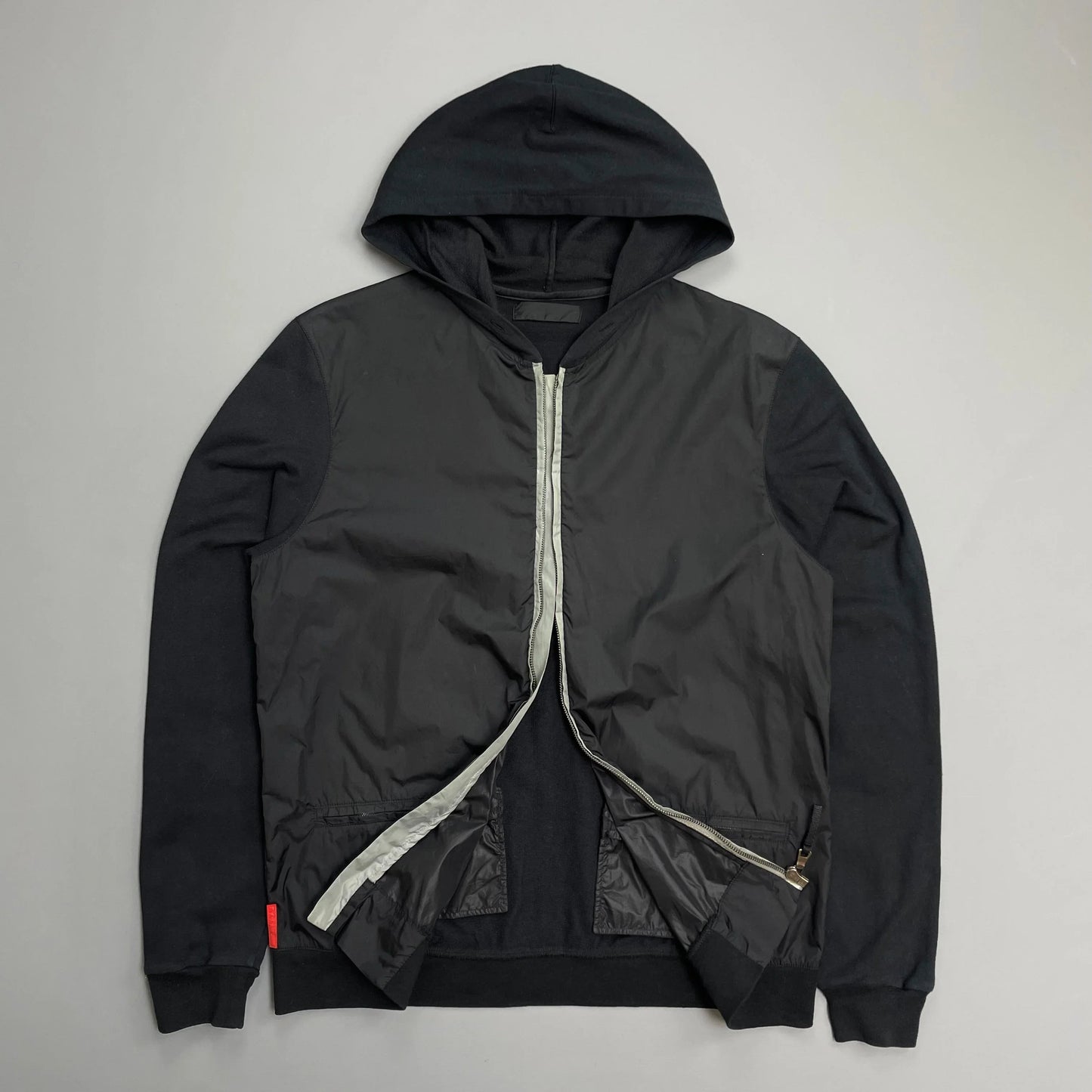 Prada Sport Navy 00s Nylon Panelled Lightweight Zip-Through Hoodie
