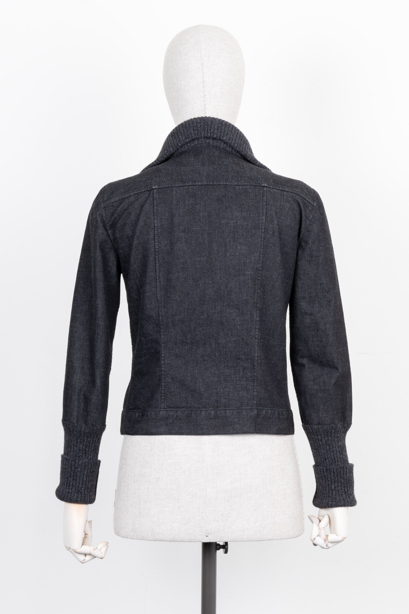 CHANEL Zip Denim Jacket Grey