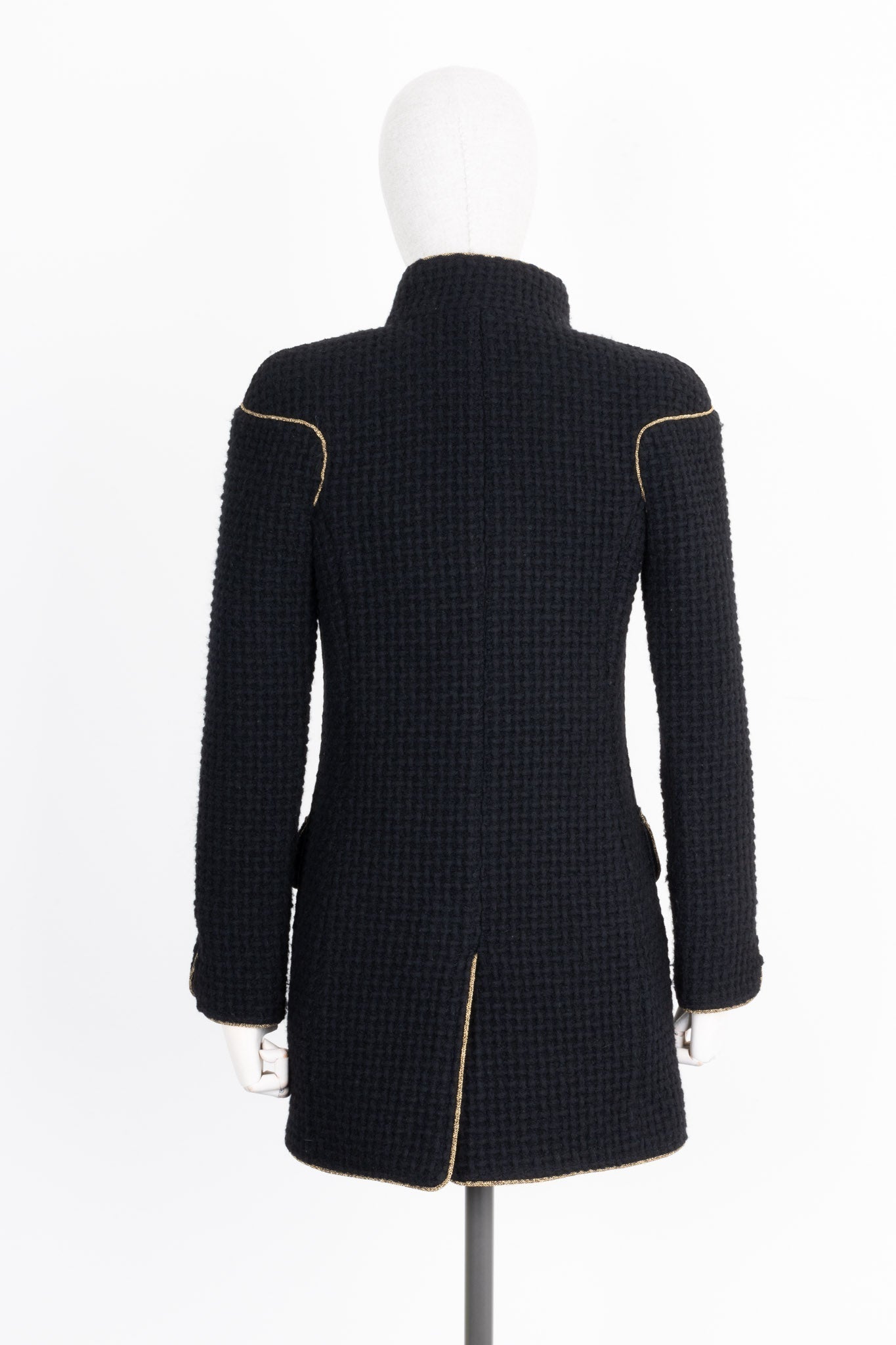 CHANEL Paris Salzburg 2015 Knit Short Coat Black Wool