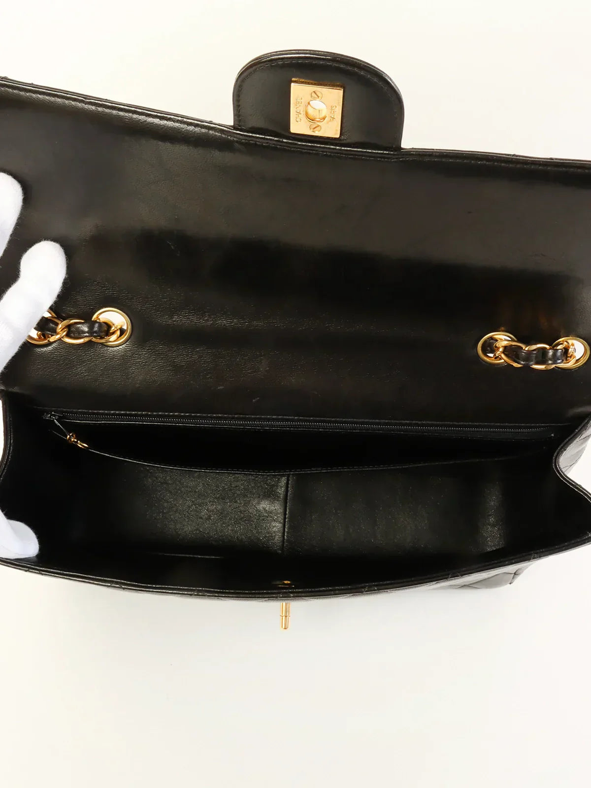 CHANEL Around 1997 Made Classic Flap Chain Bag Jumbo Black