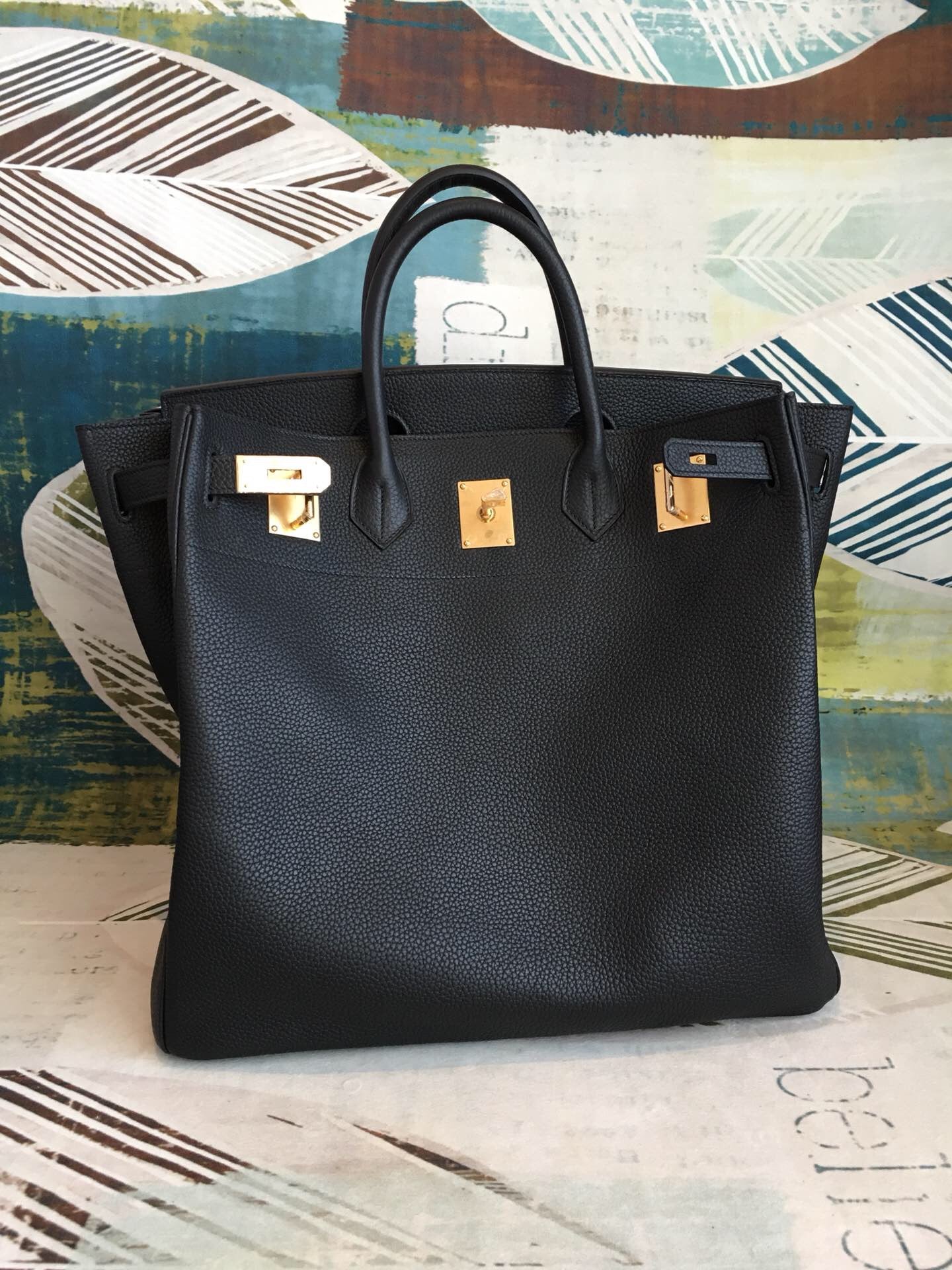 Top Quality Birkin Black For Women Gold Toned Hardware 16.5in/42cm