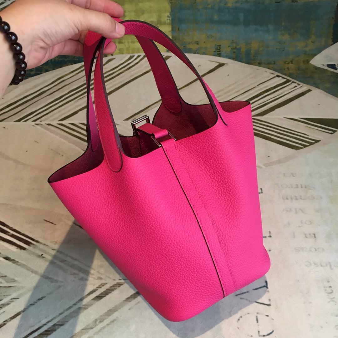 Top Quality Picotin Lock 18 Pink ClemenTop Quality Palladium Hardware For Women 7.5in/19cm