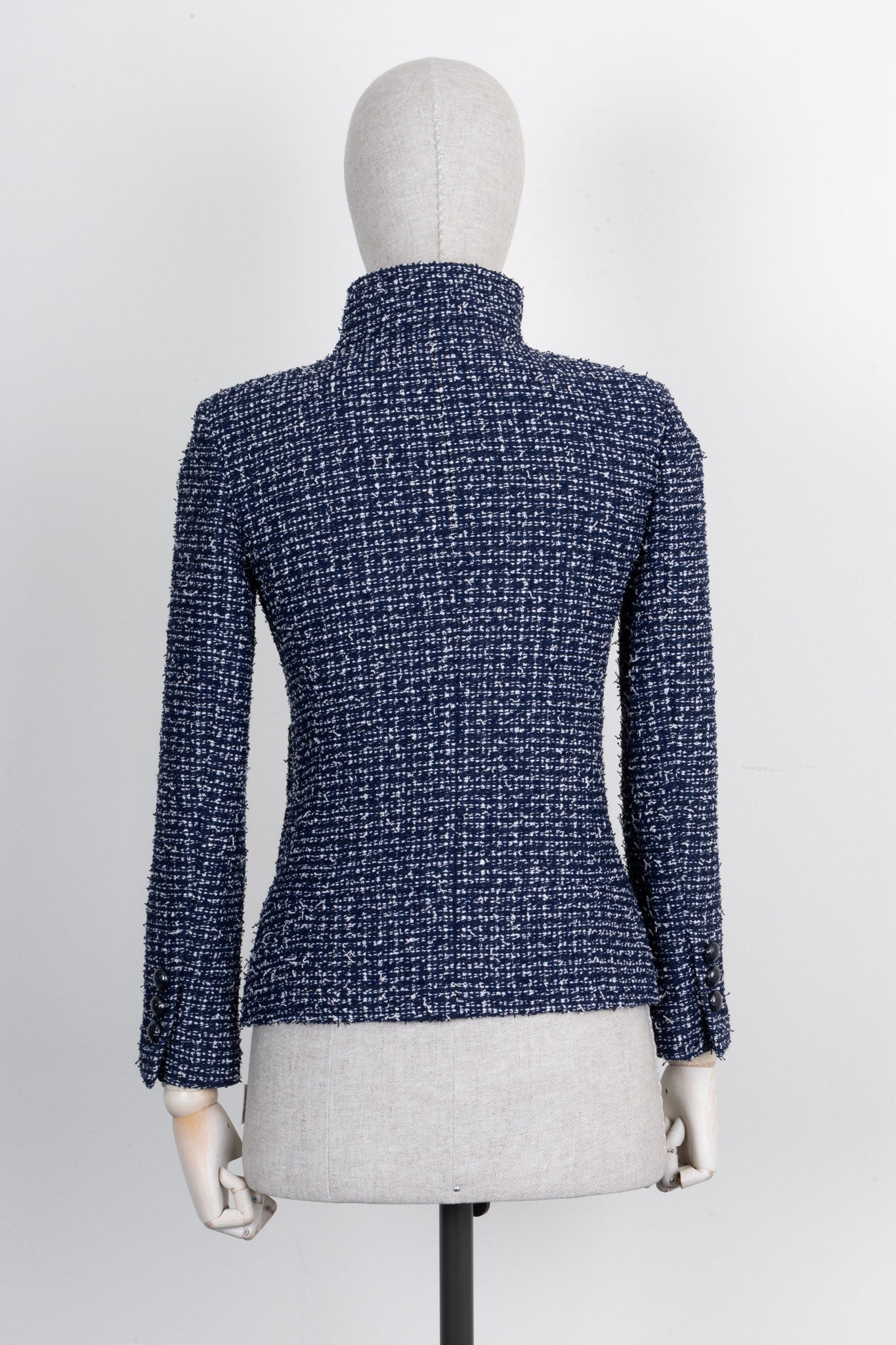 CHANEL 2015 Military Tweed Jacket Blue