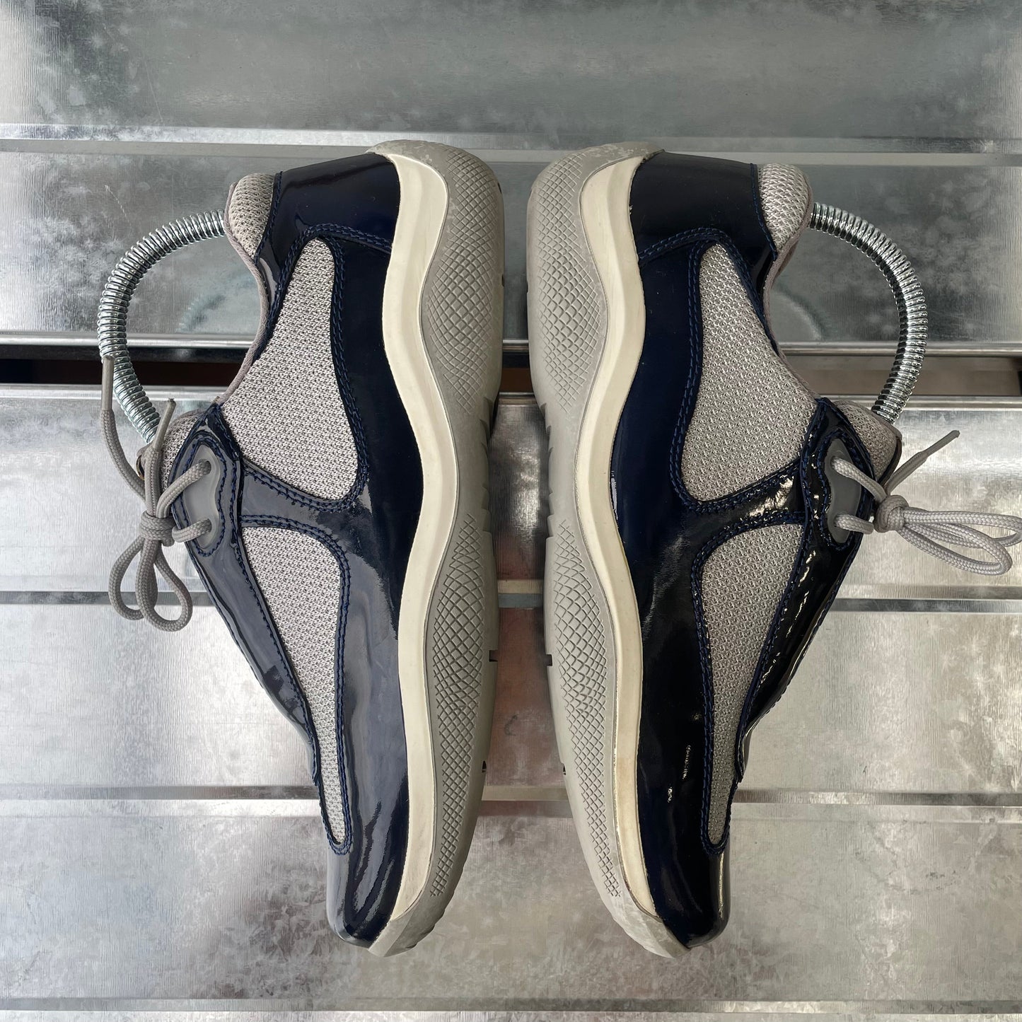 Prada Sport Navy Blue 00s Americas Cup Patent Leather Trainers