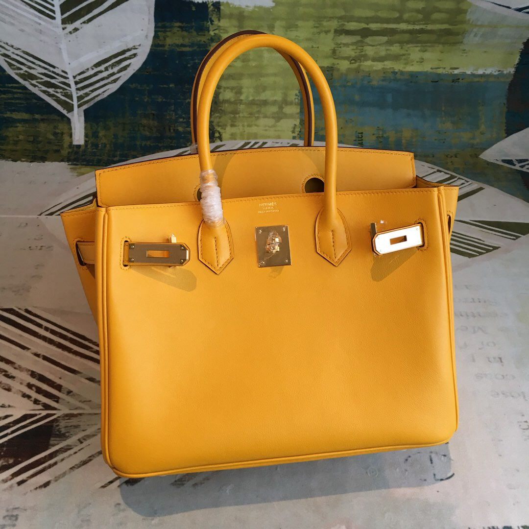 Top Quality Birkin Yellow For Women Gold Toned Hardware 11in/30cm