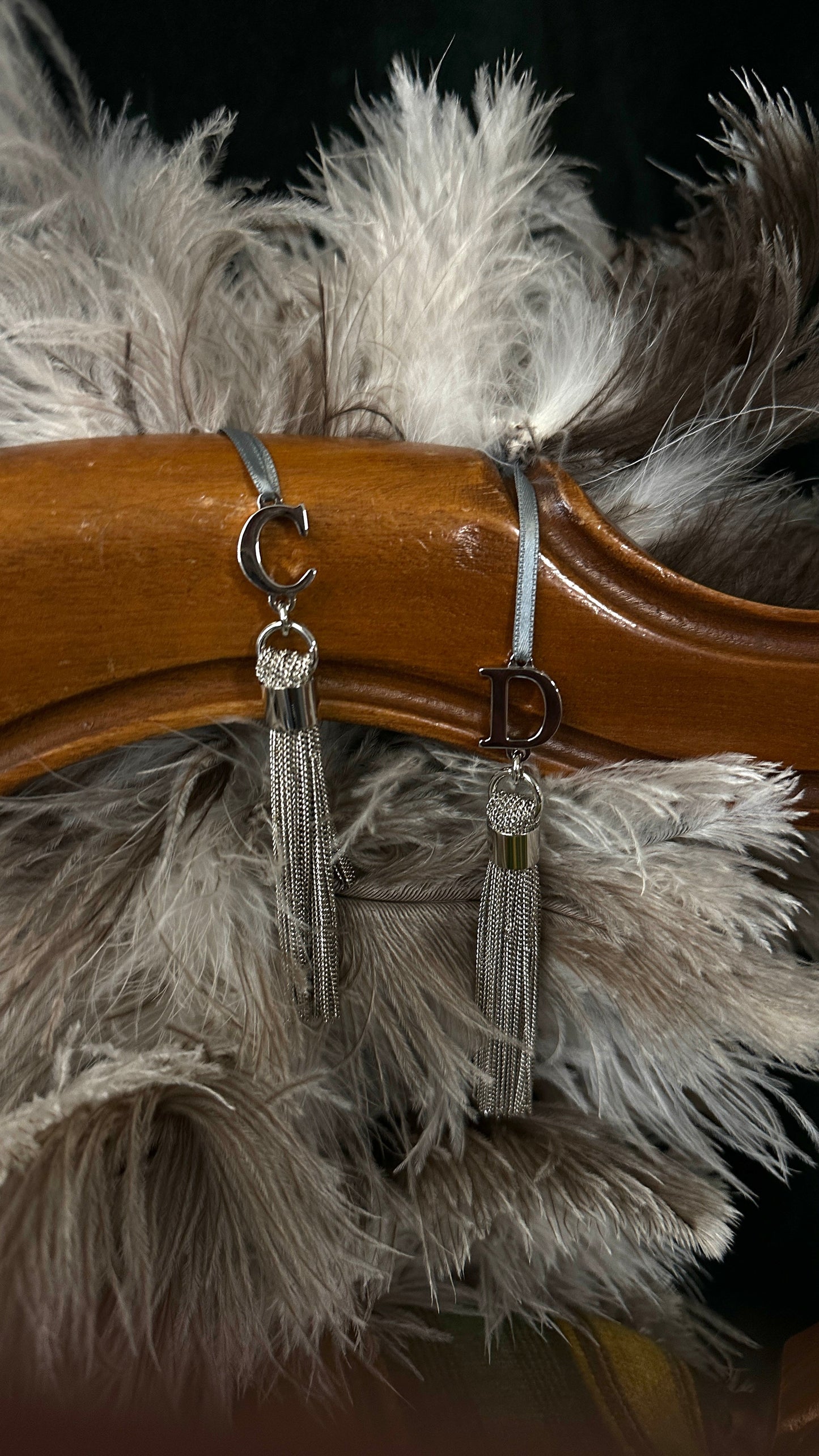 CHRISTIAN DIOR Ostrich Feather Scarf Brown Beige