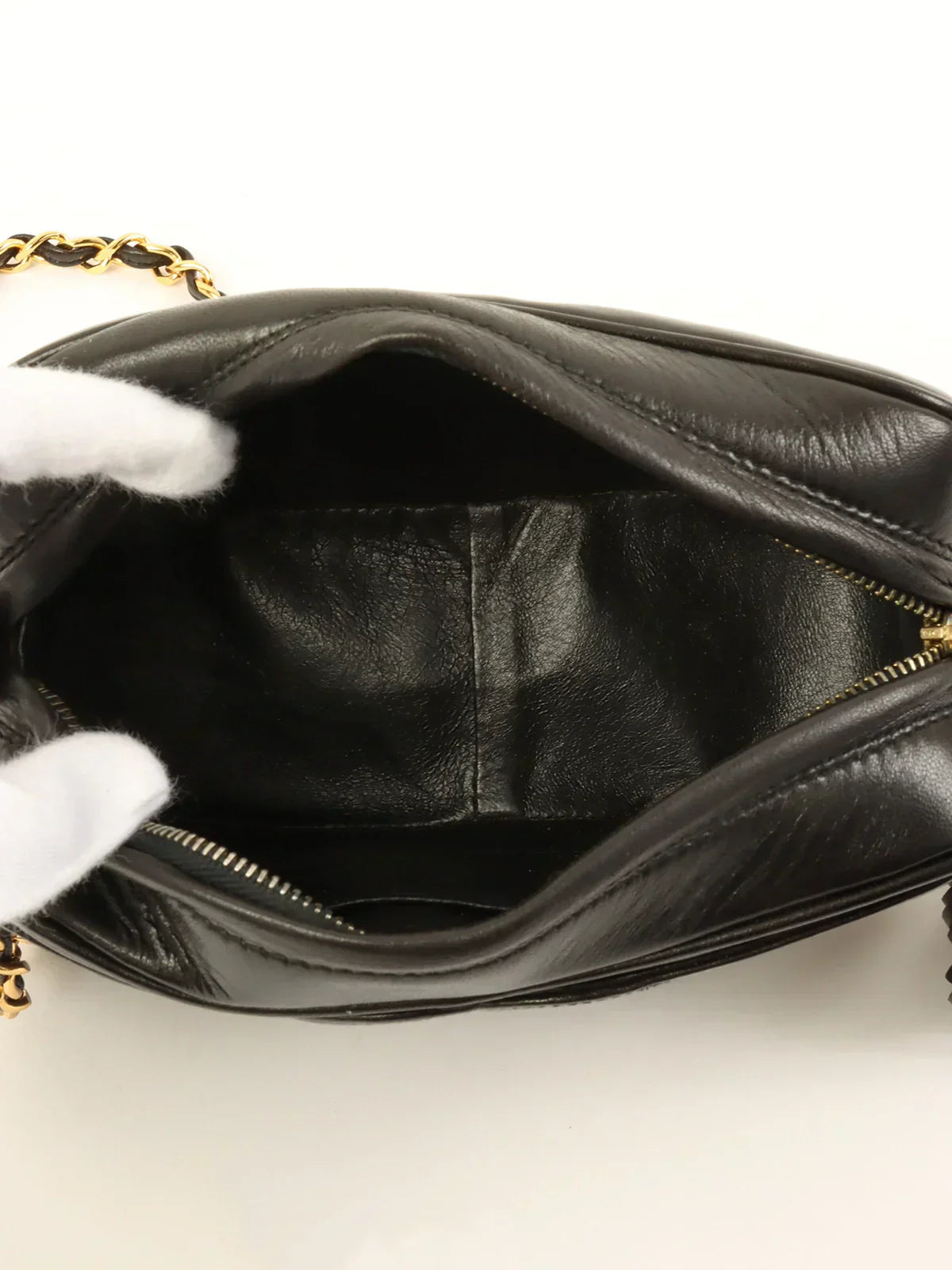 CHANEL Around 1995 Made Triple Cc Mark Stitch Tassel Chain Shoulder Bag Black