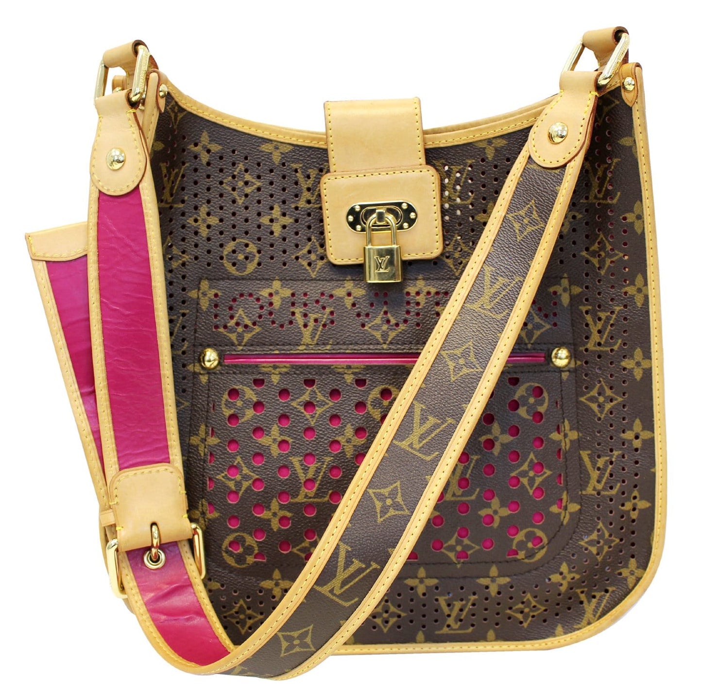 LOUIS VUITTON Fuchsia Monogram Perforated Mtte Shoulder Bag