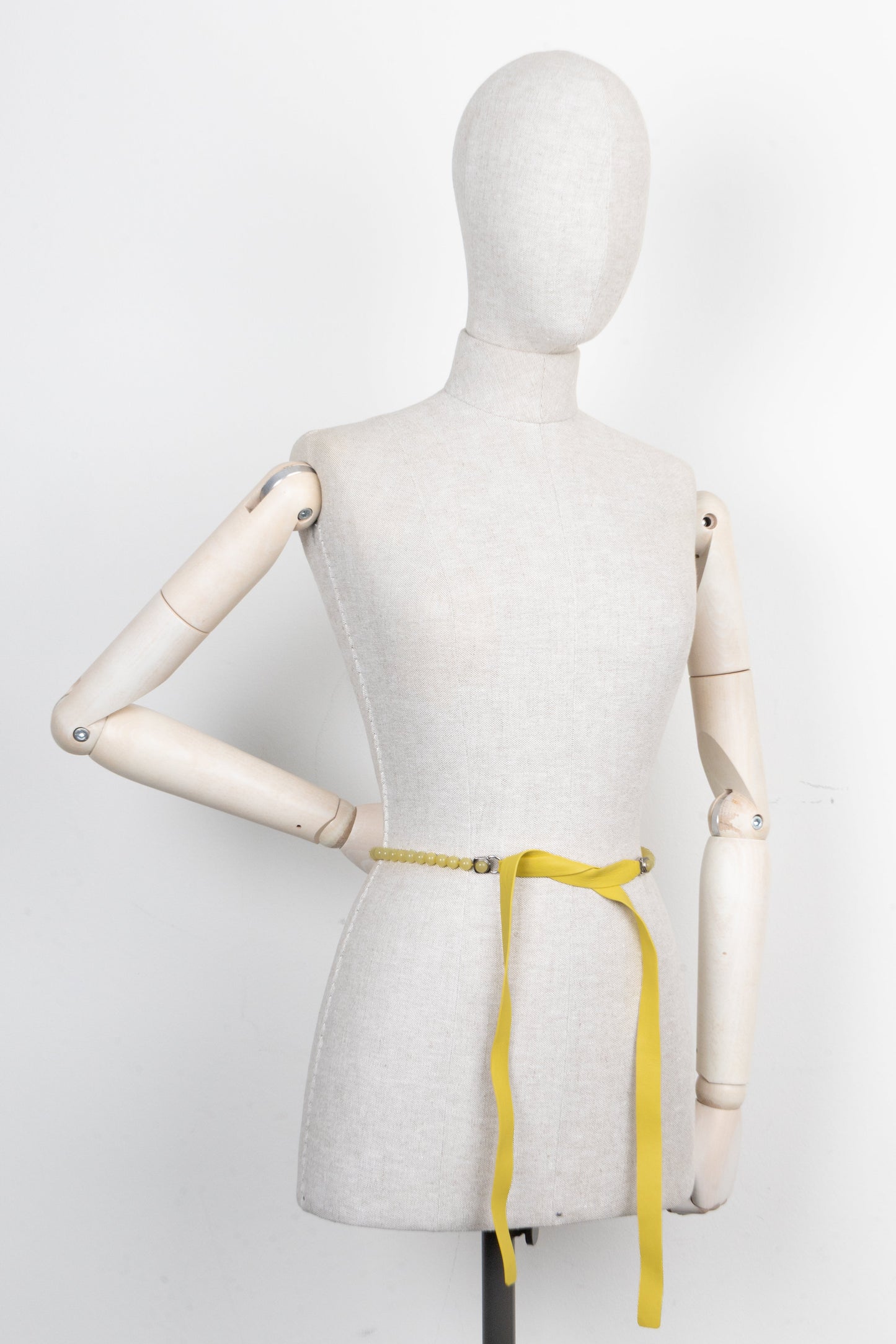 CHANEL Leather Pearl Belt Yellow