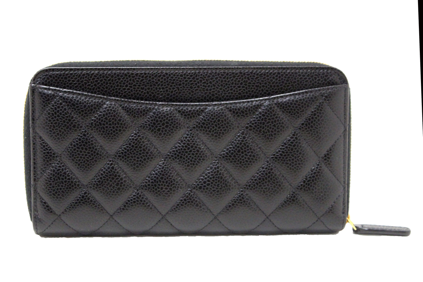 Chanel Black Quilted Caviar Leather Classic Long Zipped Wallet