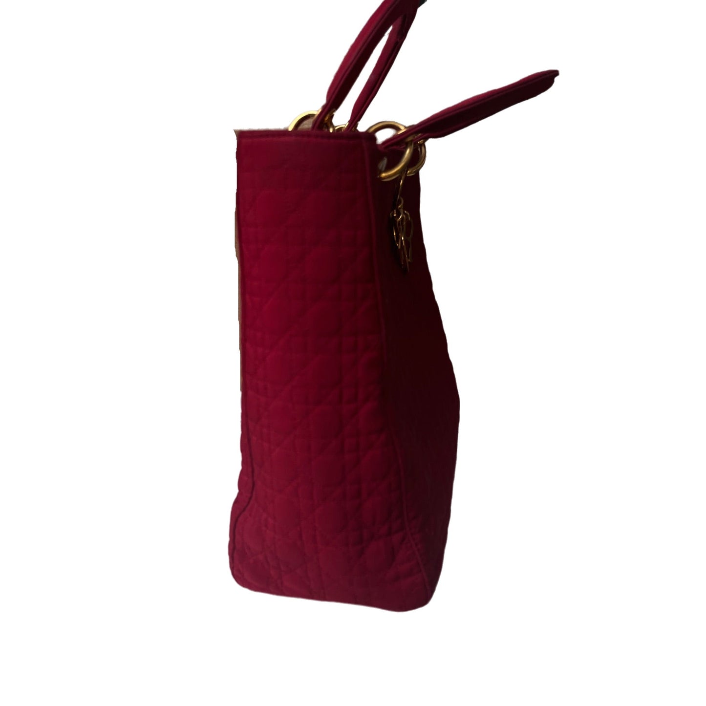 Lady Dior Large Burgundy Cloth with Yellow Gold-tone Hardware