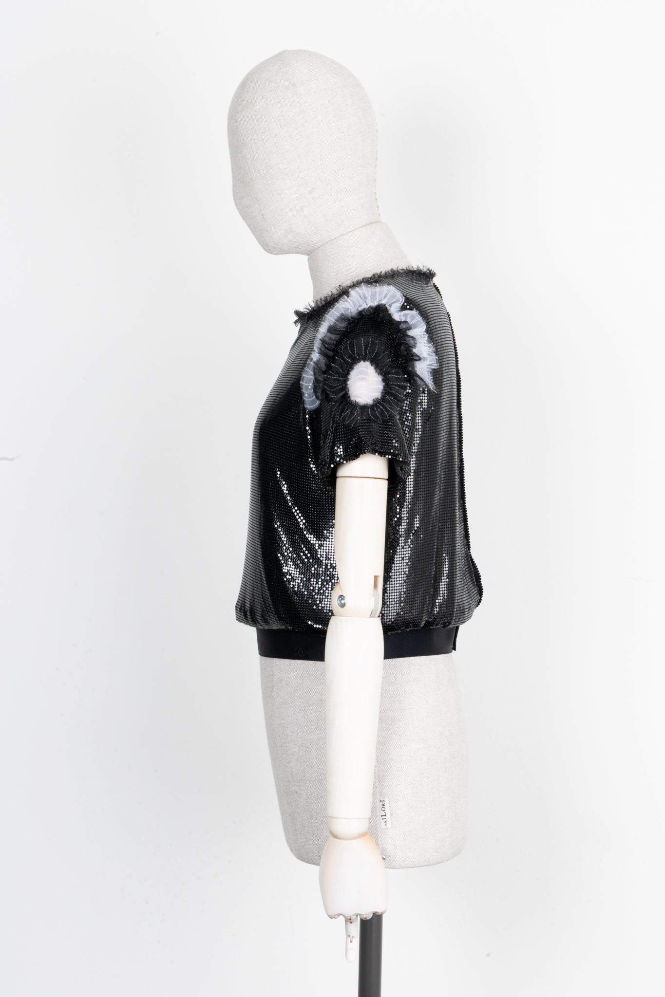 CHANEL Chainmail Buttoned Top Black