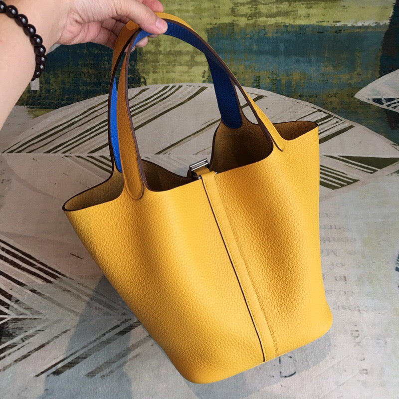 Top Quality Picotin Lock 18 Yellow ClemenTop Quality Palladium Hardware For Women 7.5in/19cm