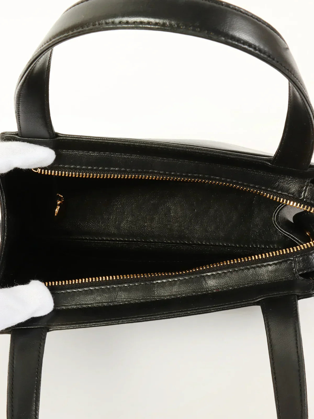 CHANEL Around 1998 Made Camellia Stitch Mini Top Handle Bag Black