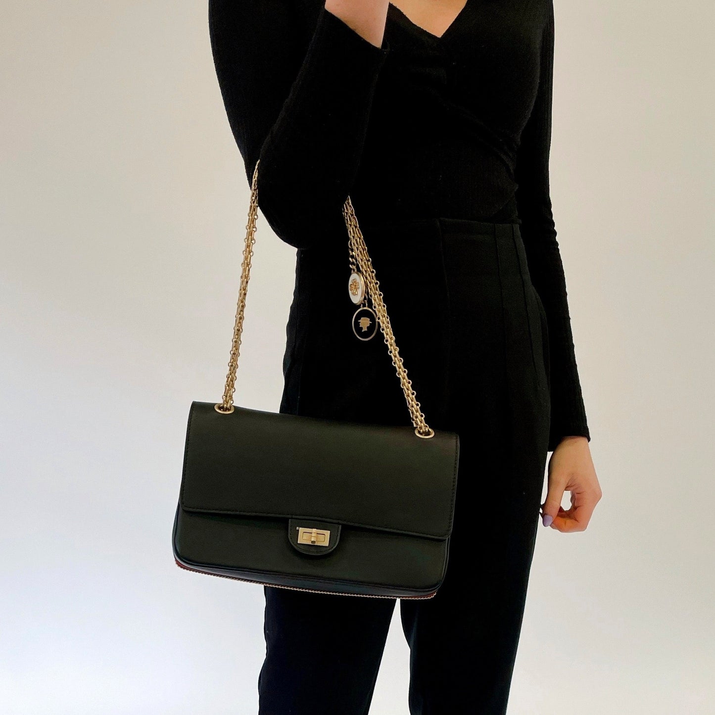 Chanel 2018 Cruise Collection Seasonal Reissue Smooth Calf Black With Chain Panel