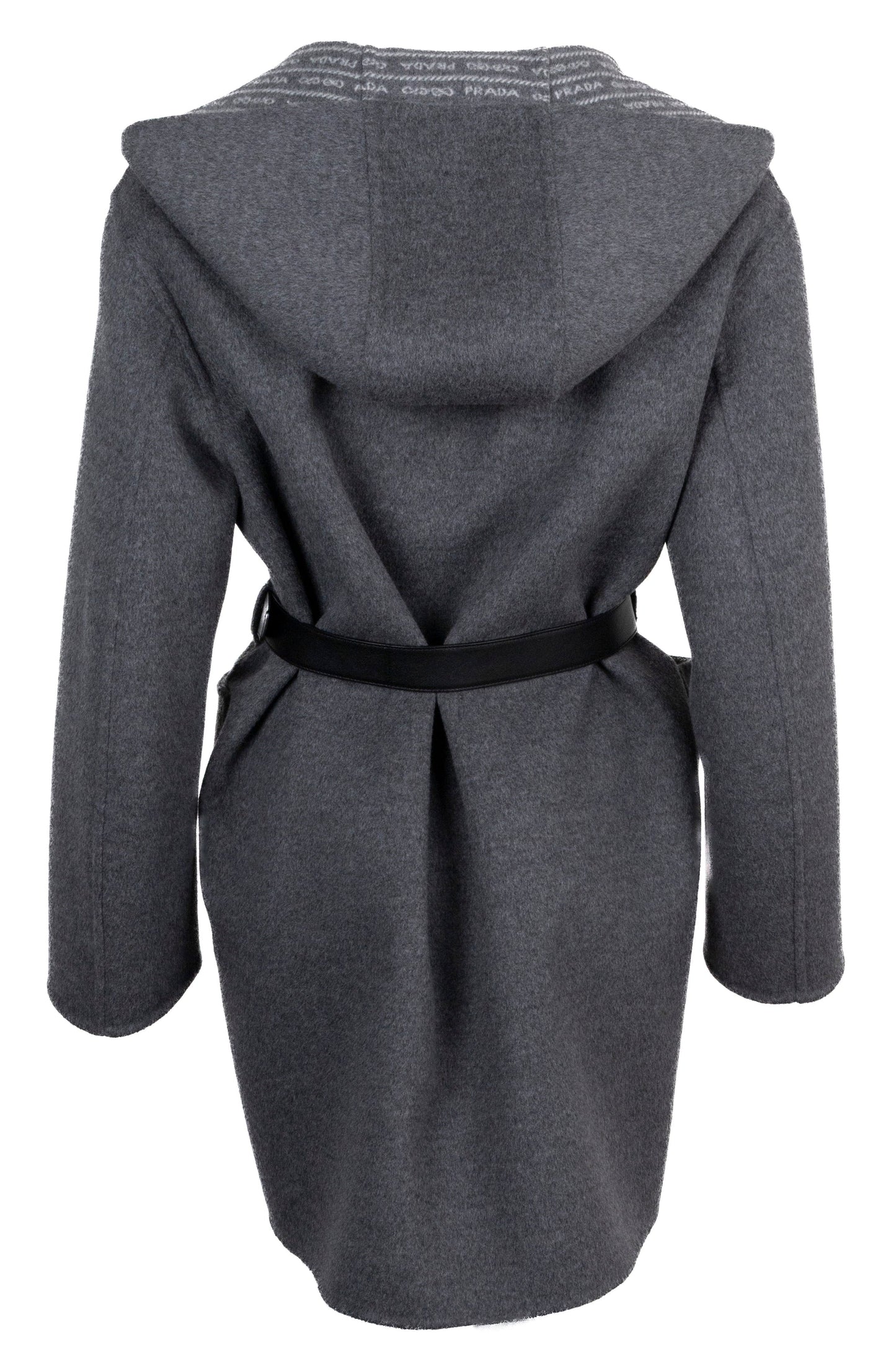 PRADA Belted Coat Wool Grey