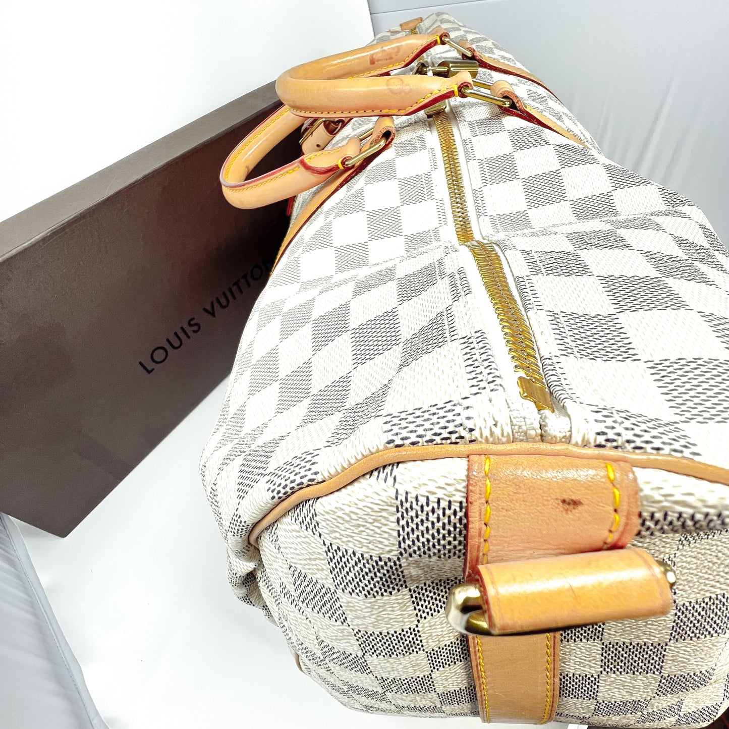 Louis Vuitton Keepall Damier Azur Bandouliere 55 Duffel Bag Luggage