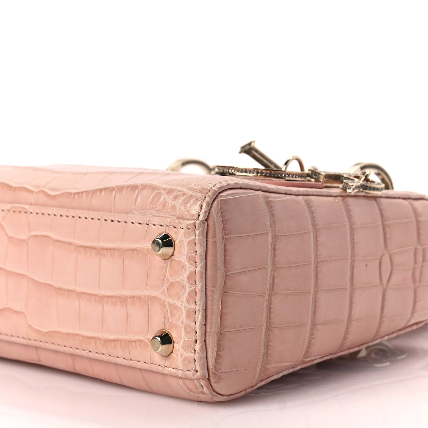 Christian Dior Alligator Crystal Mini Lady Dior Light Pink