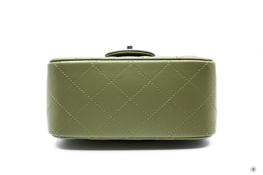 Chanel A35200 Y01480 Classic Mini Square Avocado ND356 Lambskin 17CM Shoulder Bags Shw