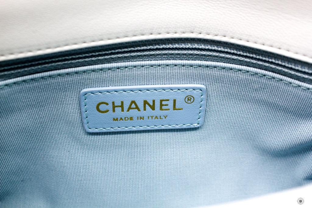Chanel AS B Mini Flap Bag With Pearl Chain White / Lambskin Shoulder Bags Gbhw
